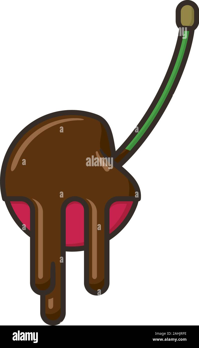Schokolade kirsche frucht Vector Illustration für #ChocolateCoveredCherryDay onJanuary 3. Essen und Genuss symbol Farbe. Stock Vektor