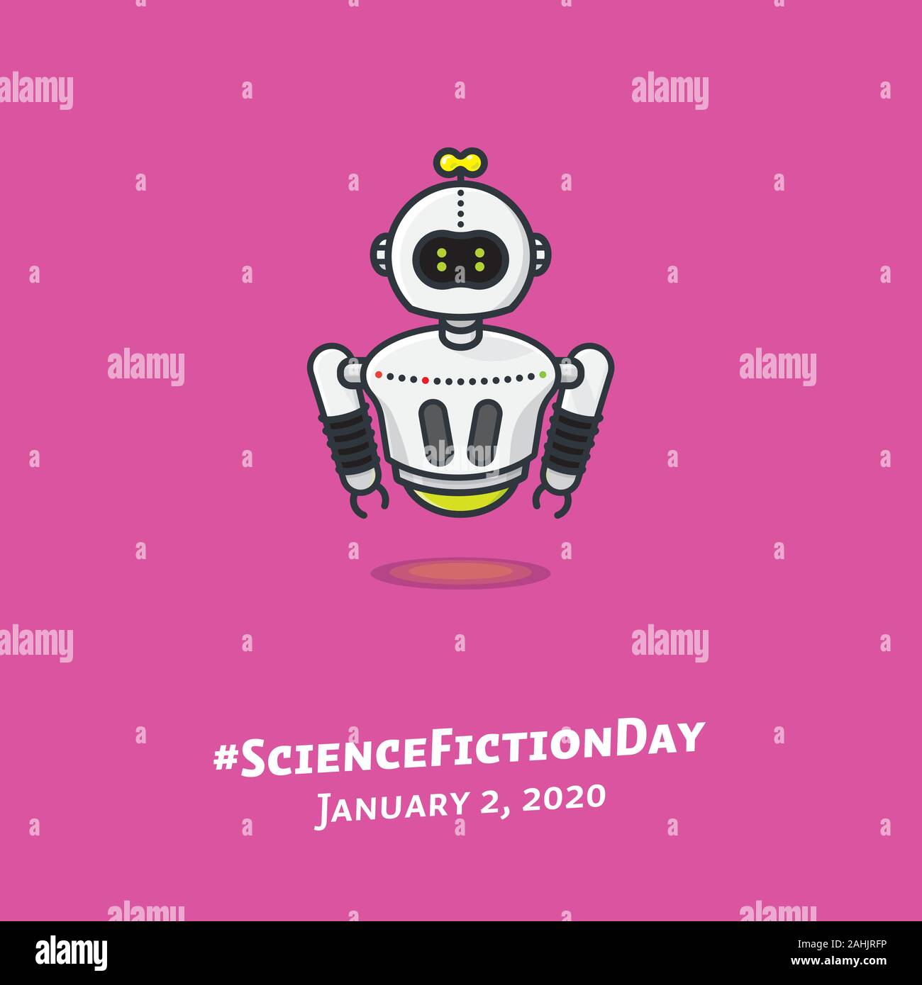 Frei schwebende Roboter Vector Illustration für #ScienceFictionDay am 2. Januar. Technologie und Futurismus Symbol. Stock Vektor