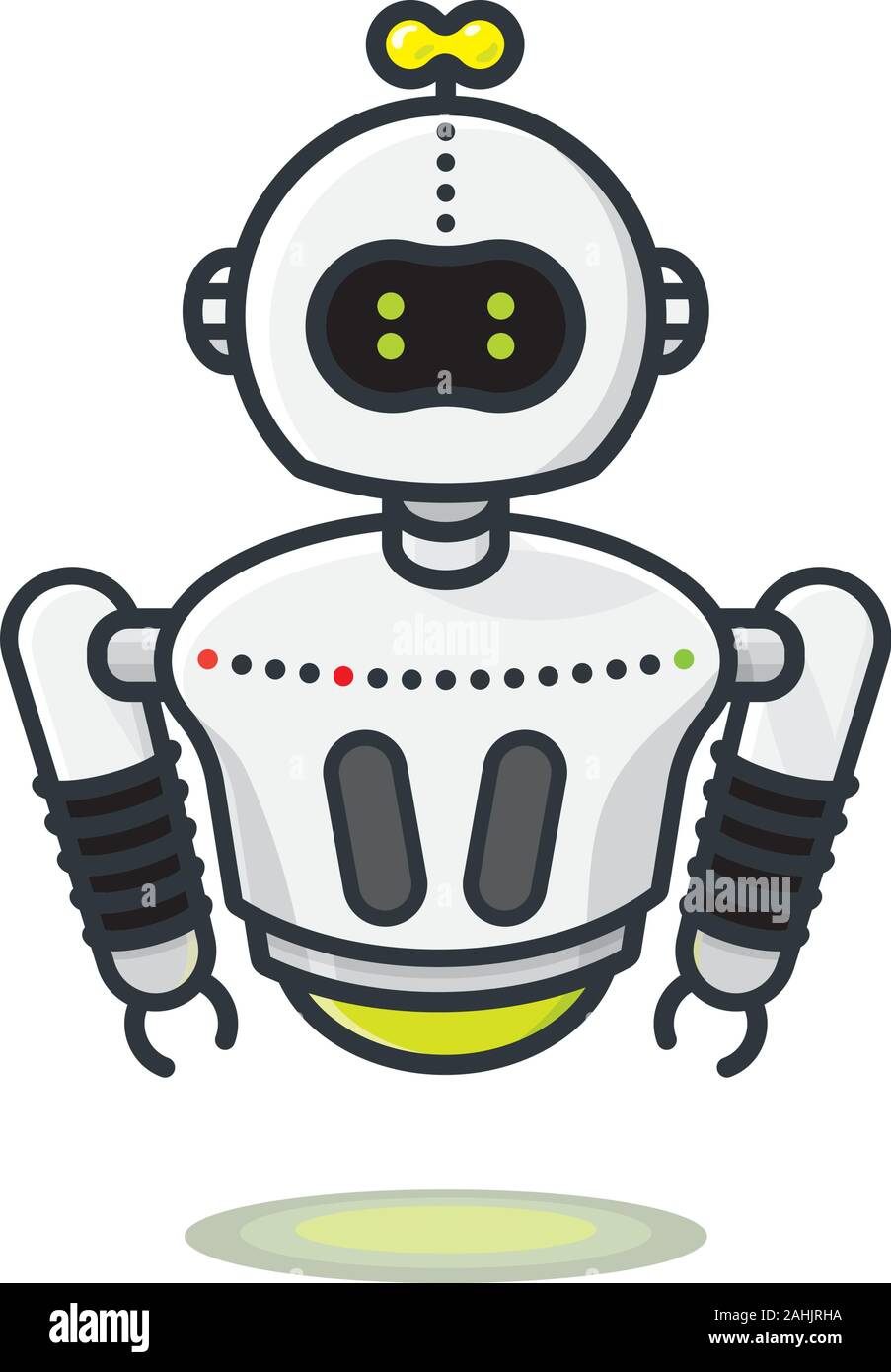 Frei schwebende Roboter Vector Illustration für #ScienceFictionDay am 2. Januar. Isolierte Technologie und Futurismus symbol Farbe. Stock Vektor