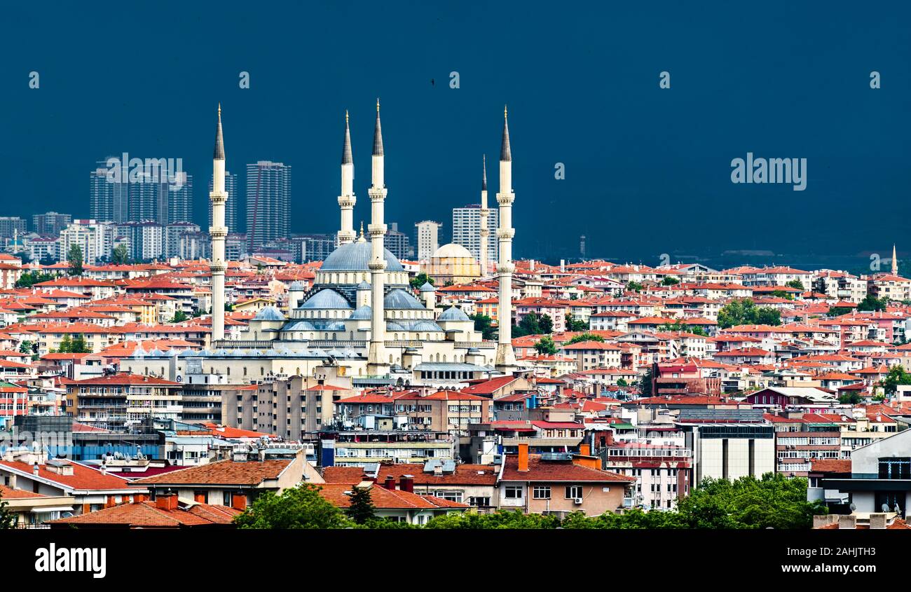 Blick auf Kocatepe Moschee in Ankara, Türkei Stockfoto