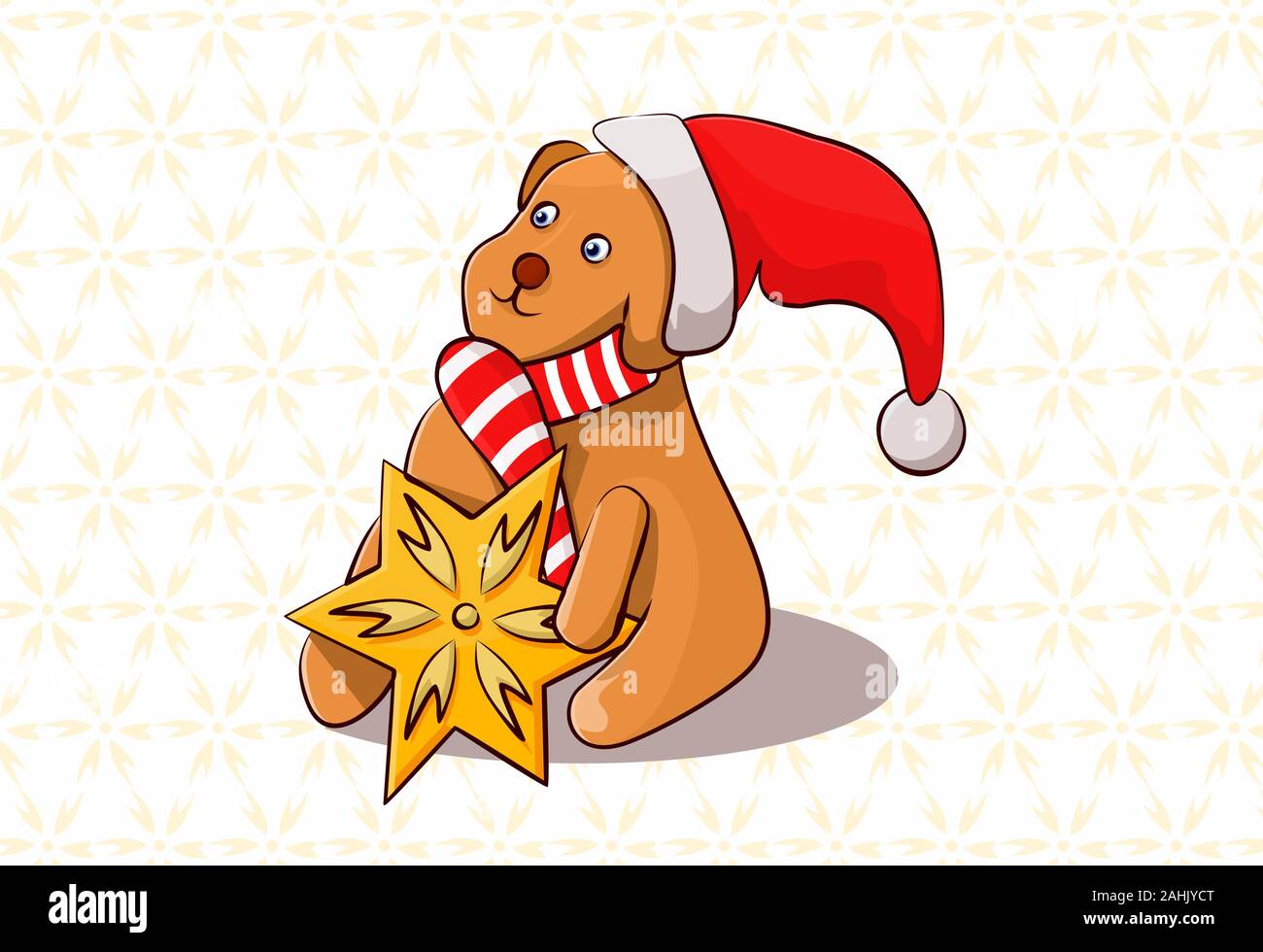 Cute Vector Abbildung: Hund holding Stern auf Händen Stock Vektor