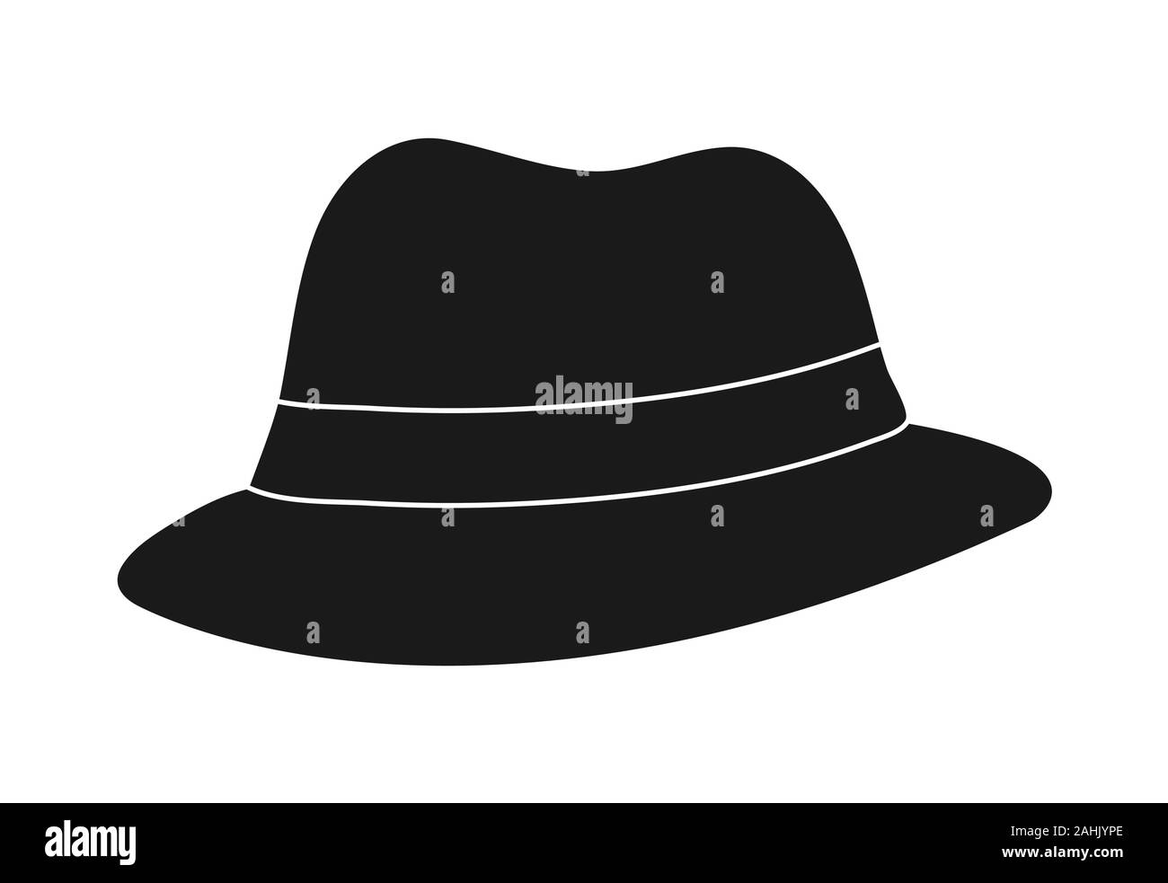 Silhouette der Hut. Kopfschmuck Symbol, Hut. Isolierte Skizzieren auf einem weißen Hintergrund. Flat Style Stock Vektor
