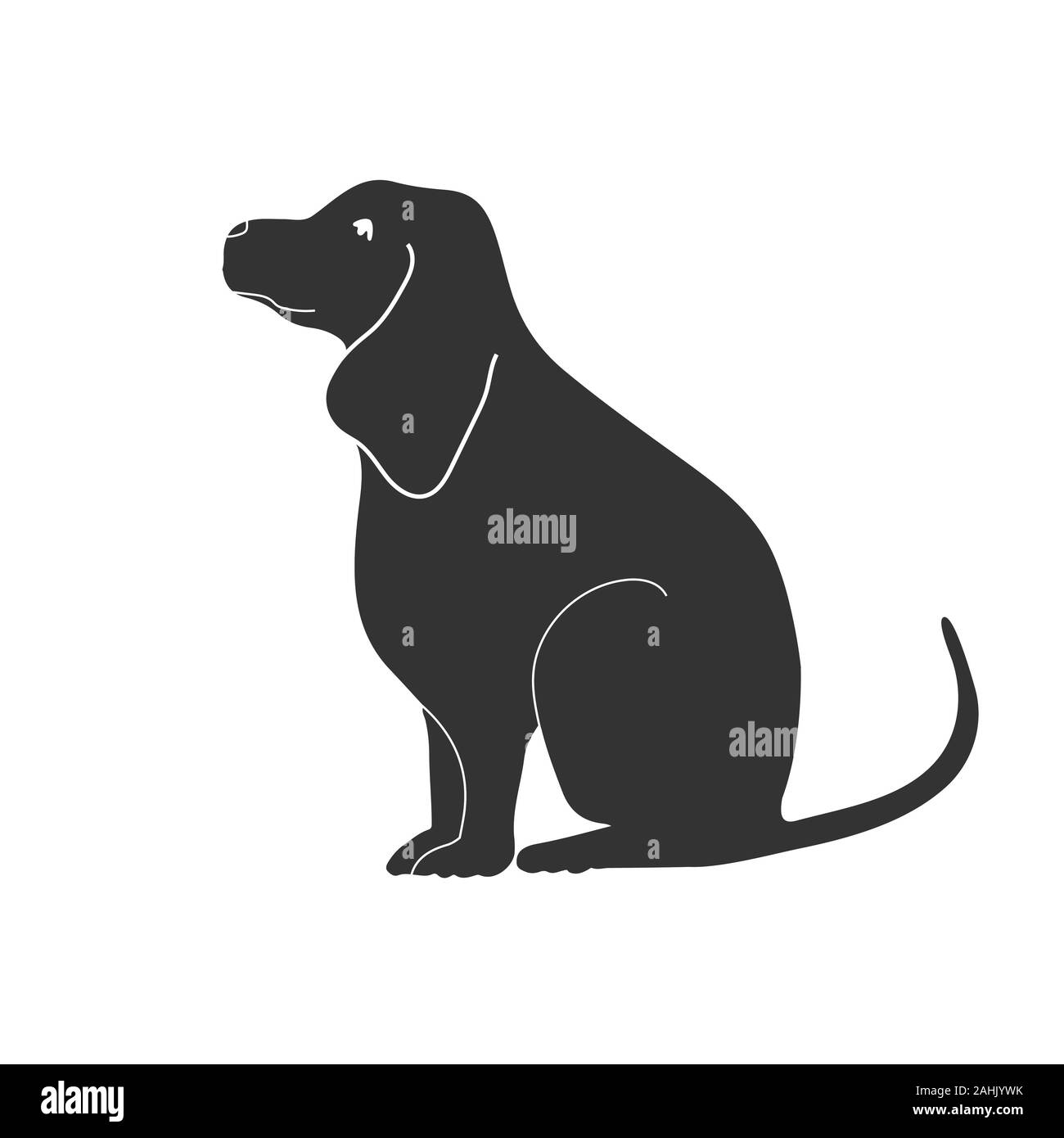 Silhouette einer gute heimische Hund. Auf einem weißen Hintergrund. Vector Illustration für Verschlüsse, Stempel, scrapbooking. Flat Style. Stock Vektor