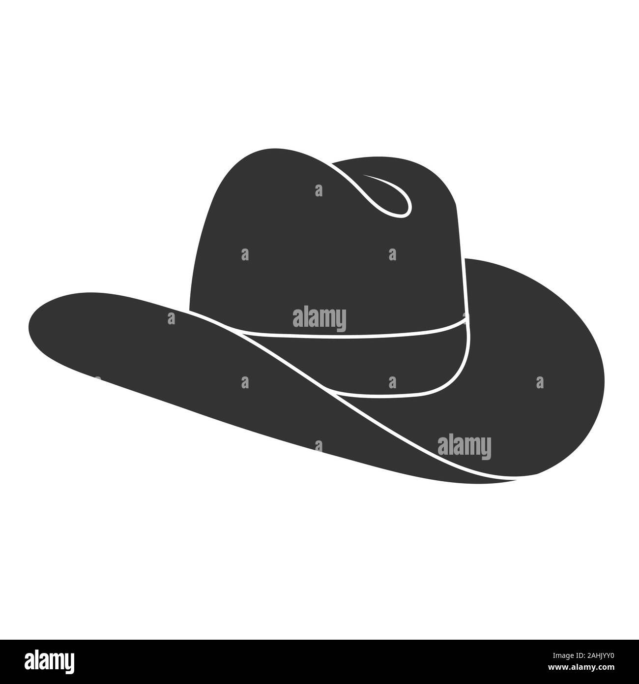 Silhouette einer Cowboyhut. Kopfschmuck Symbol, Hut. Isolierte Skizzieren auf einem weißen Hintergrund. Flat Style Stock Vektor