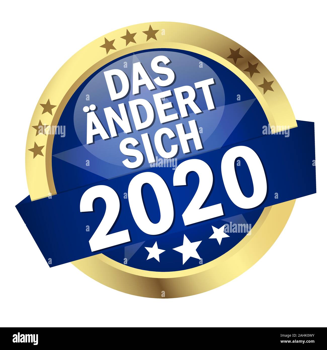 EPS 10 Vektor mit Runde farbige Schaltfläche mit Banner und Text, die Änderungen im Jahr 2020 (in deutscher Sprache) Stock Vektor
