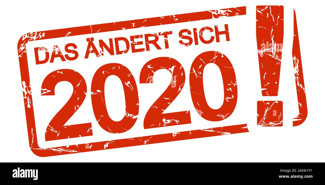 Red grunge Stempel mit Rahmen, große Ausrufezeichen und Text, die Änderungen im Jahr 2020 (in deutscher Sprache) Stock Vektor