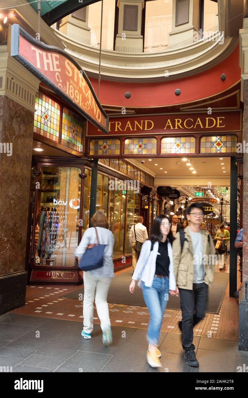 Strand Arcade Sydney; eine viktorianische Einkaufspassage auf Pitt Street, Sydney City Centre, Sydney, Australien Stockfoto