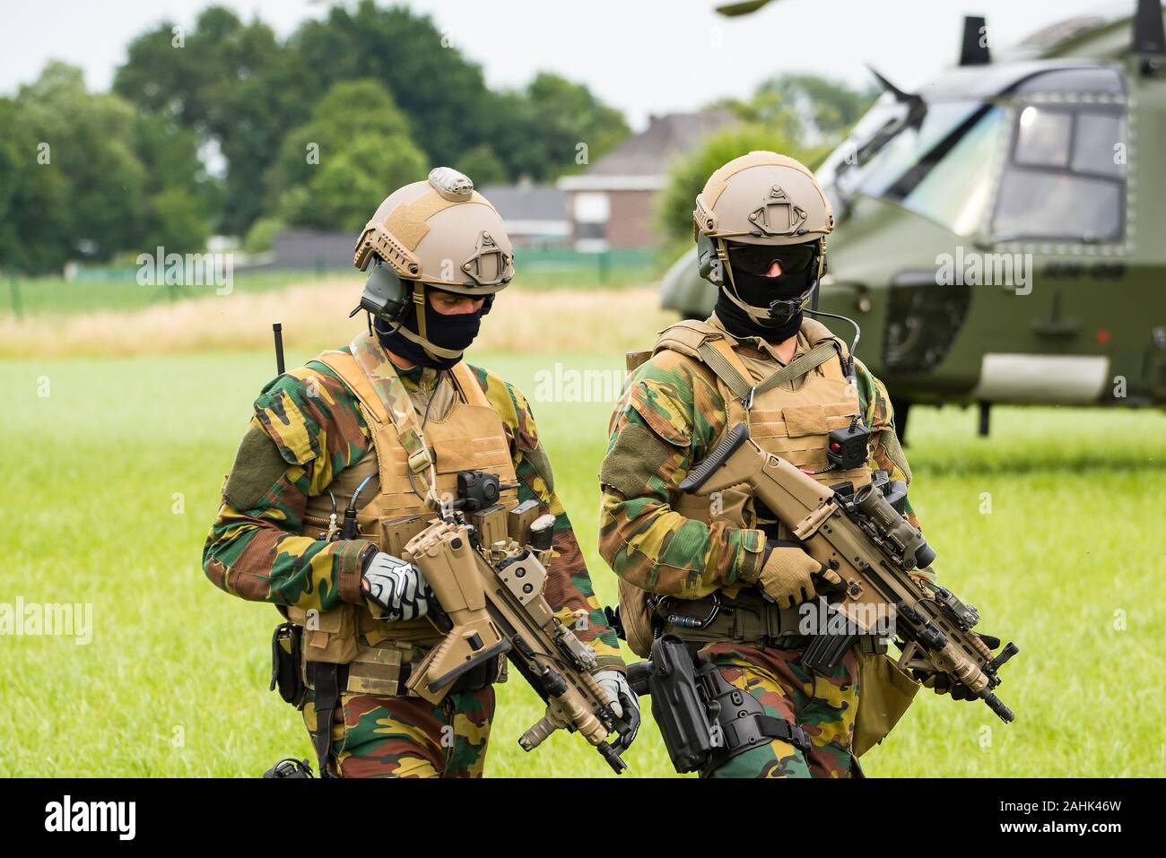Betreiber/Soldaten der Special Forces Group der belgischen Armee. Stockfoto