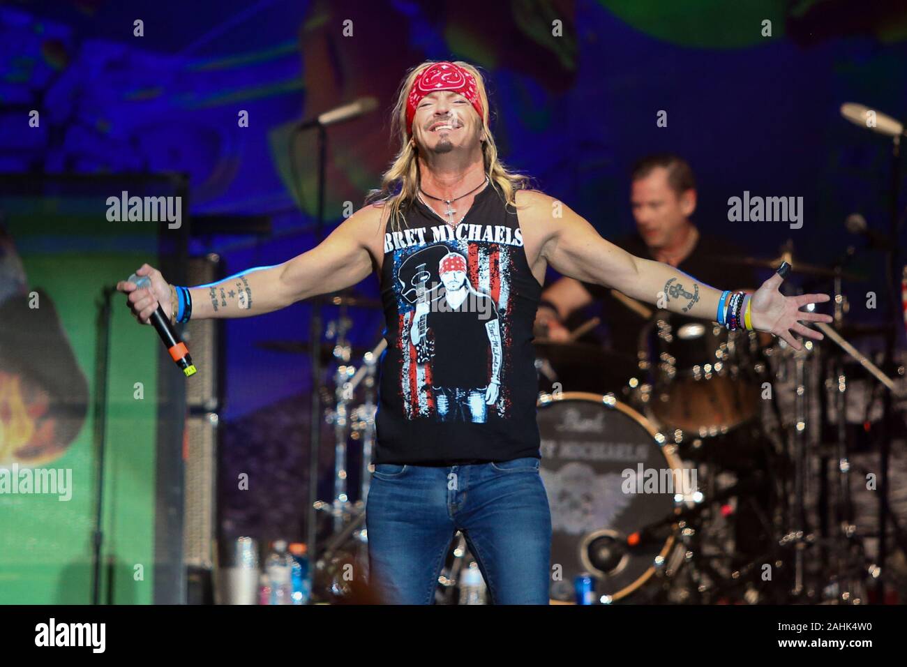 HUNTINGTON, NY-DEC 28: Bret Michaels führt im Konzert im Paramount am 28 Dezember, 2019 in Huntington, New York. Stockfoto