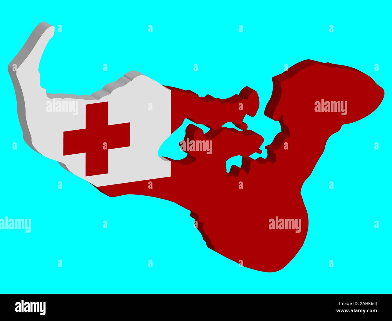 Tonga Karte Flagge Vektor 3D-Illustration eps 10 Stock Vektor