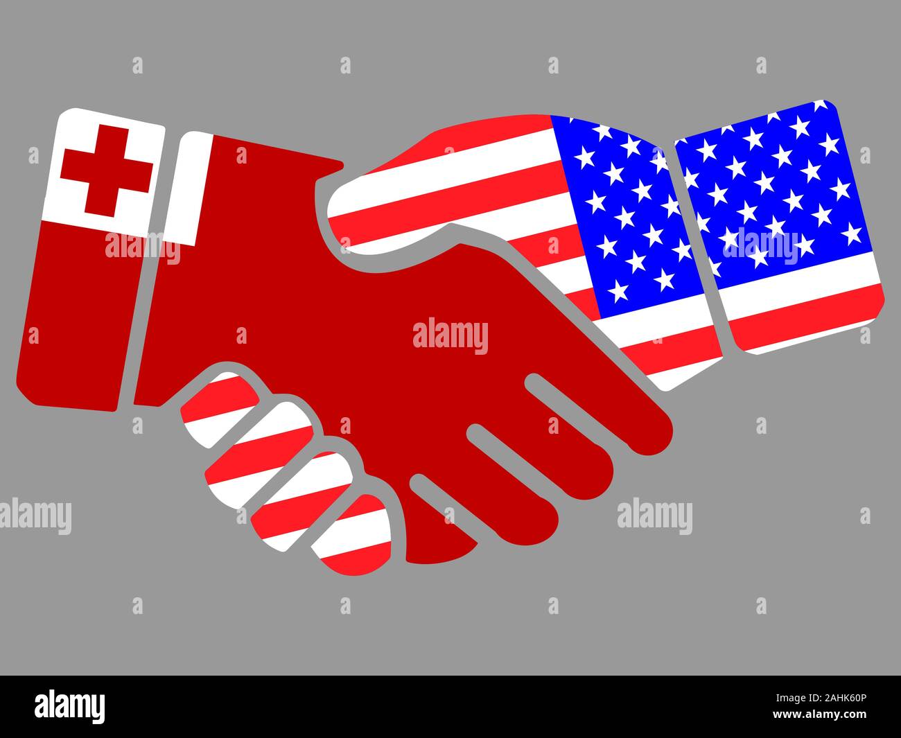 Tonga und USA Flaggen Handshake Vektor Stock Vektor