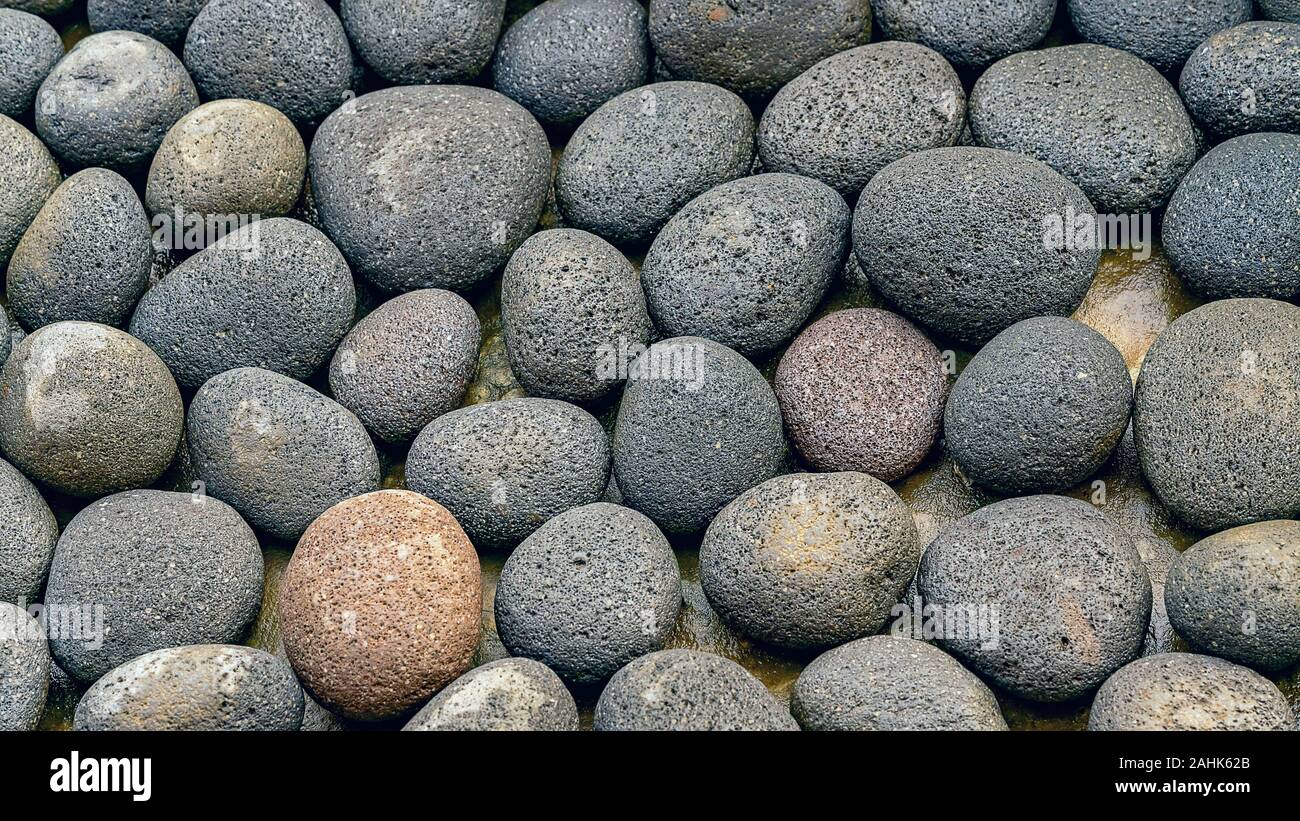 Abstrakte glatten runden Kieselsteinen Meer Stein Textur Hintergrund Stockfoto