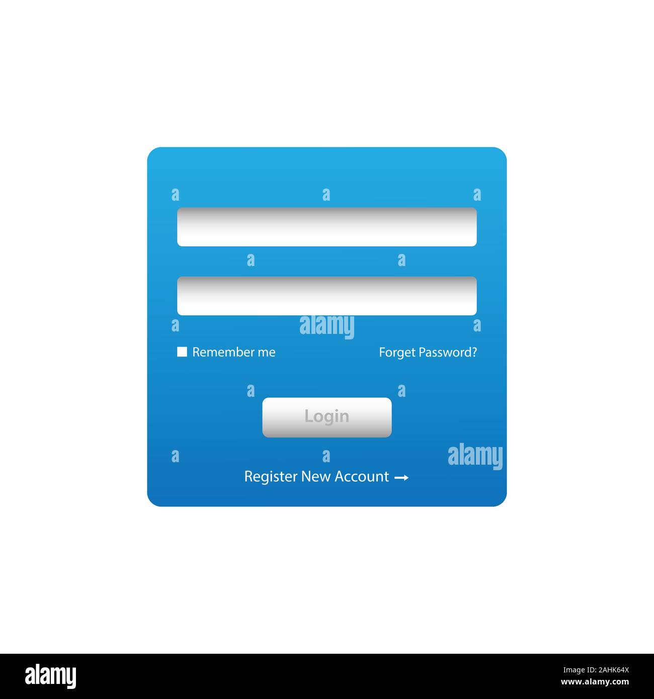 Login Bildschirm und Zeichen in der Formularvorlage für mobile App oder Website Design. UI, UX, User Interface Kit, Smartphone Application Design. Flach und minimale s Stock Vektor