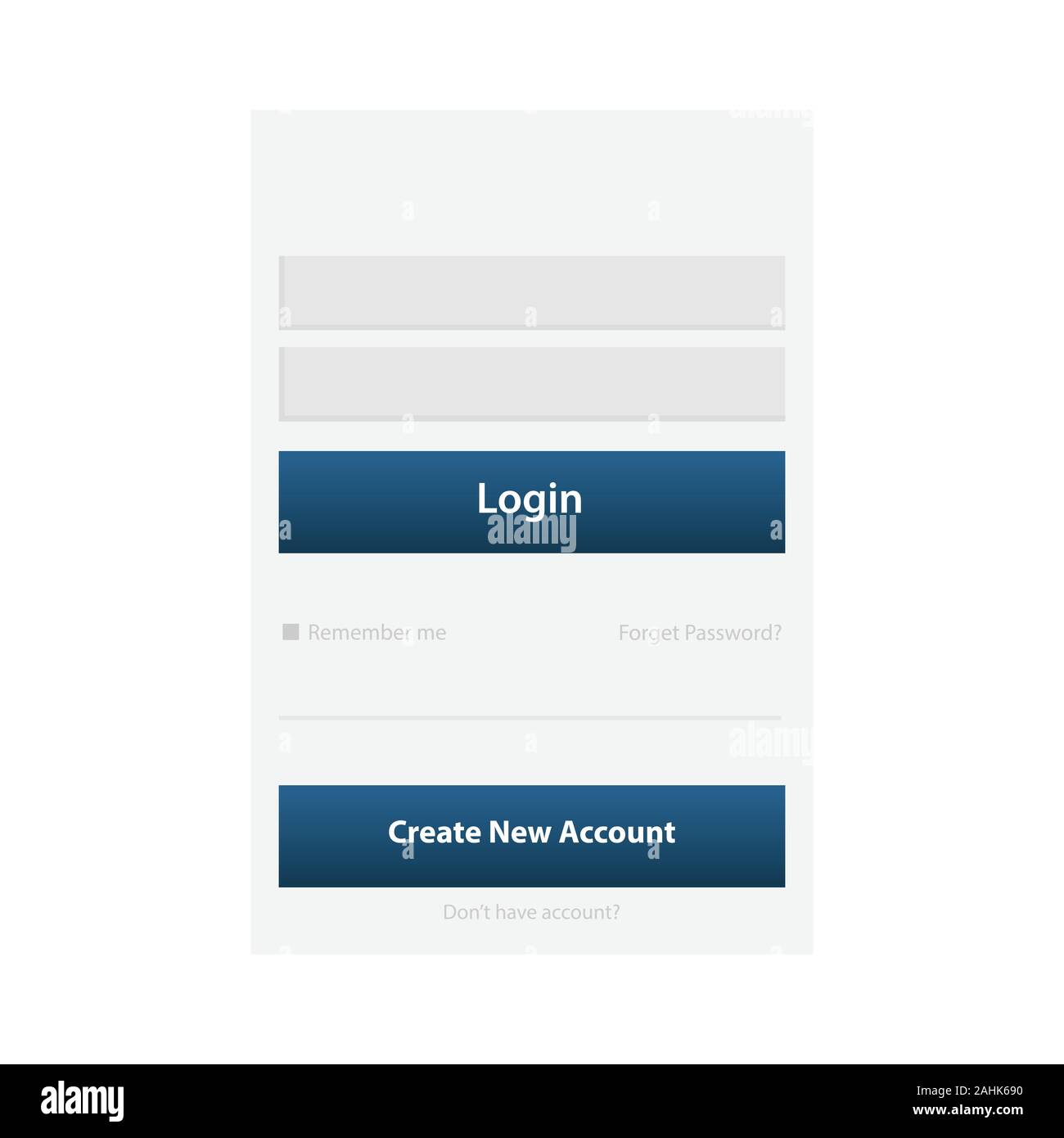 Login Bildschirm und Zeichen in der Formularvorlage für mobile App oder Website Design. UI, UX, User Interface Kit, Smartphone Application Design. Flach und minimale s Stock Vektor