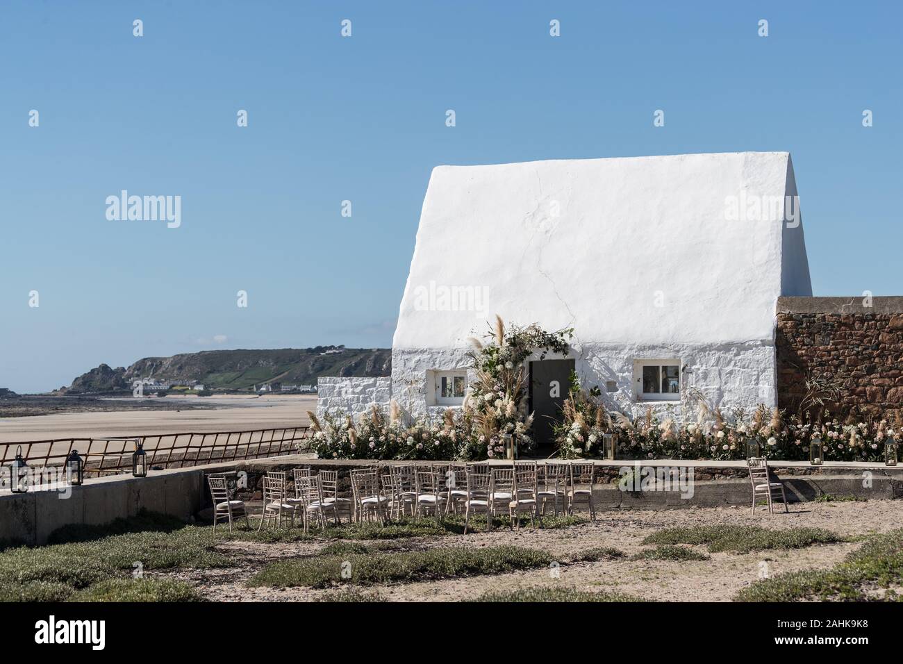 Das Weiße Haus St. Ouen's Bay Le Don Hilton, Jersey, Channel Islands UK Stockfoto