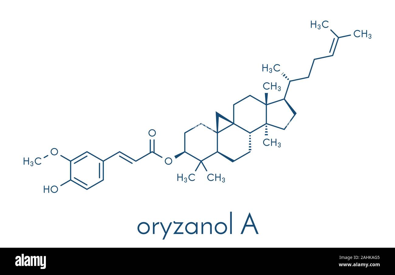 Cycloartenyl ferulate oder oryzanol ein Molekül. Wichtiger Bestandteil der Gamma-oryzanol (Reiskleieöl). Skelettmuskulatur Formel. Stock Vektor