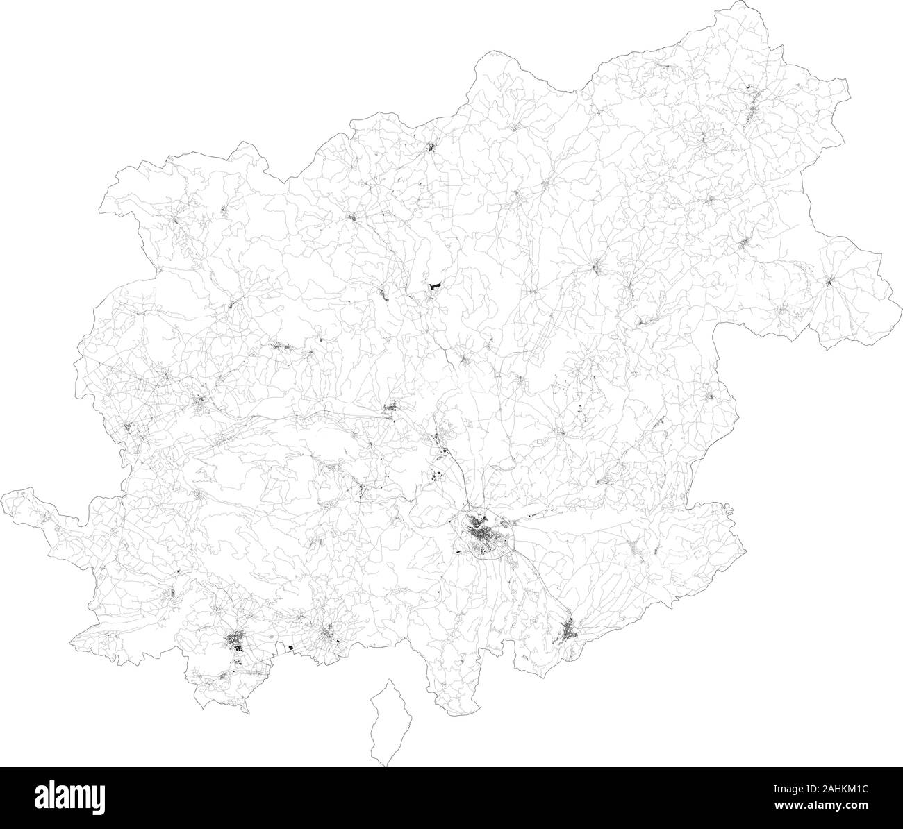 Sat-Karte der Provinz Benevento Städte und Straßen, Gebäude und Straßen der Umgebung. Region Kampanien, Italien. Karte Straßen Stock Vektor