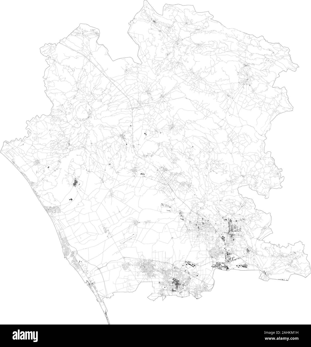Sat-Karte der Provinz Caserta Städte und Straßen, Gebäude und Straßen der Umgebung. Region Kampanien, Italien. Karte Straßen Stock Vektor
