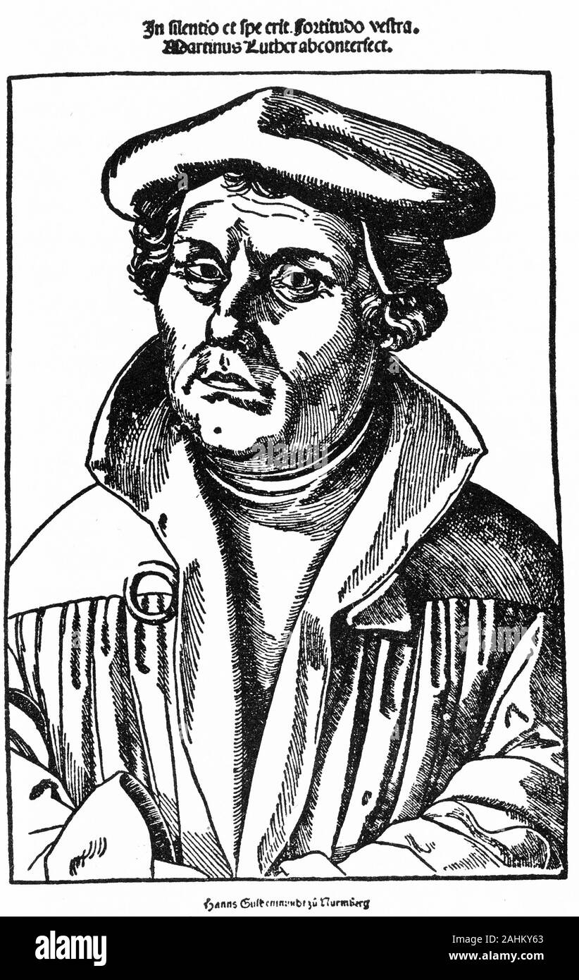 Graviert Portrait von Martin Luther, Theologe und Reformator Stockfoto
