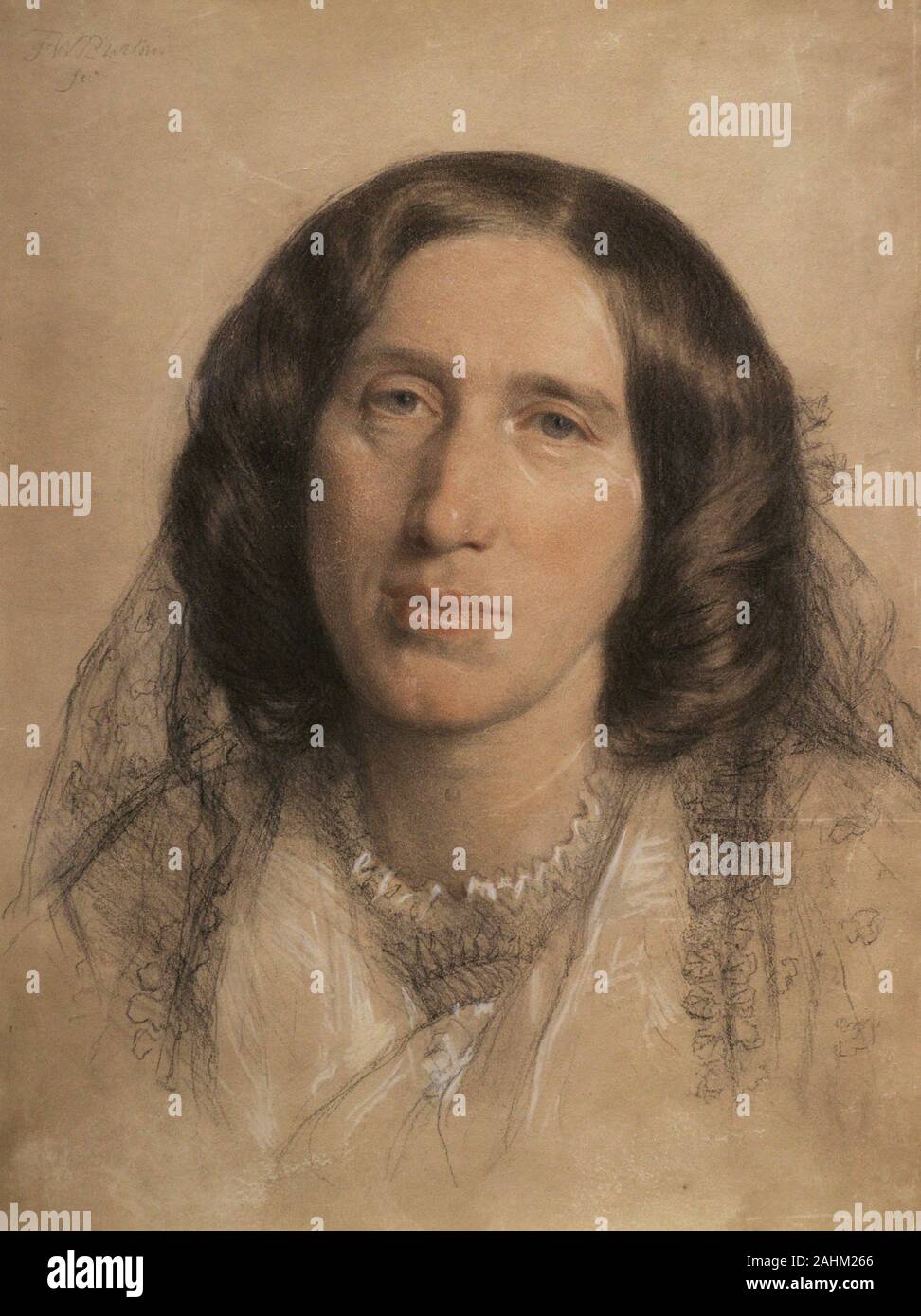 Mary Anne Evans (1819-1880) conocida por su seudónimo George Eliot. Escritora Británica. Retrato realizado por Frederic William Burton (1816-1900). Tiza, 1864-1865. National Portrait Gallery. Londres. Inglaterra. Stockfoto