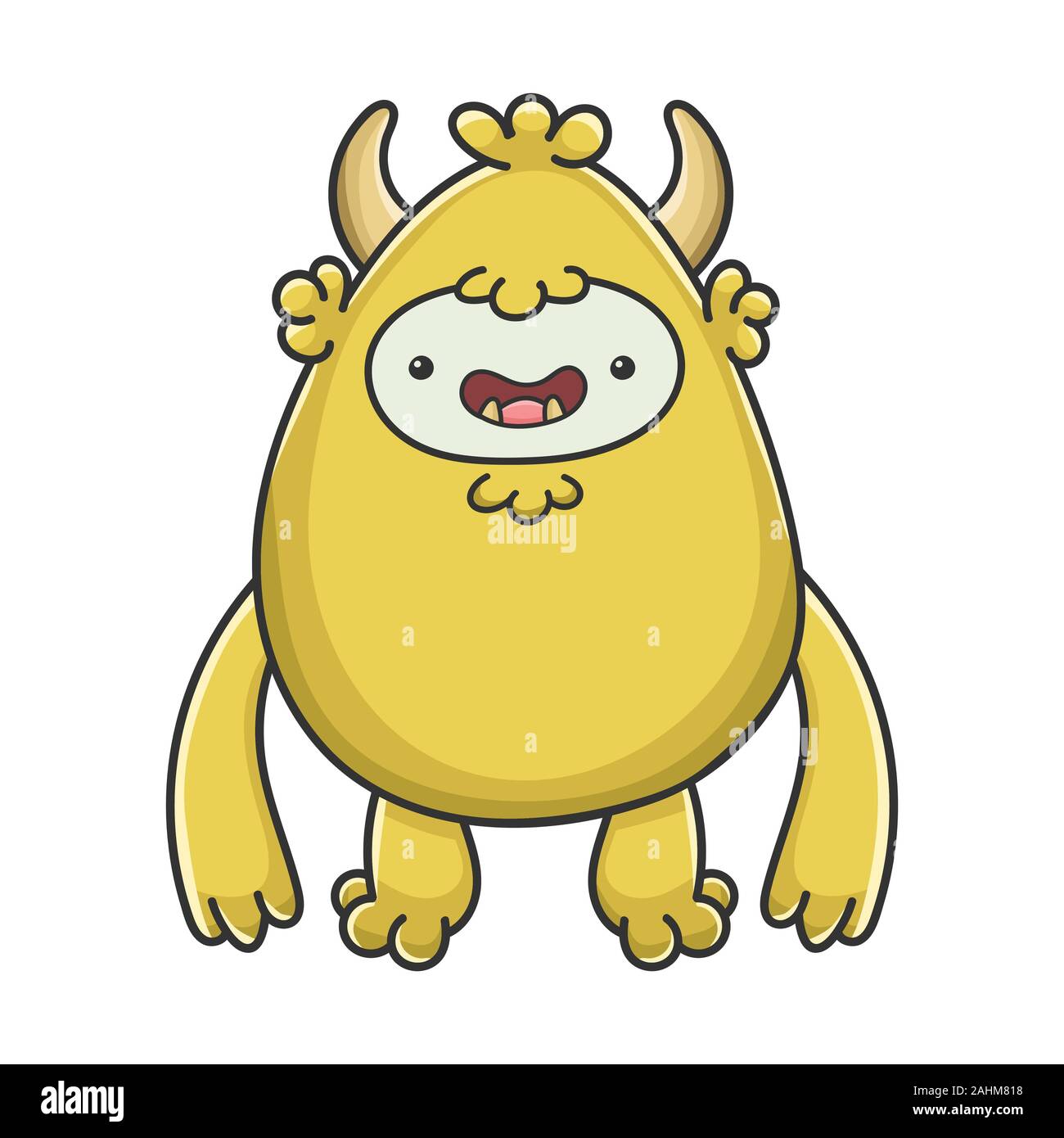 Happy yeti Gelbe goblin Cartoon Monster isoliert auf weißem Stock Vektor
