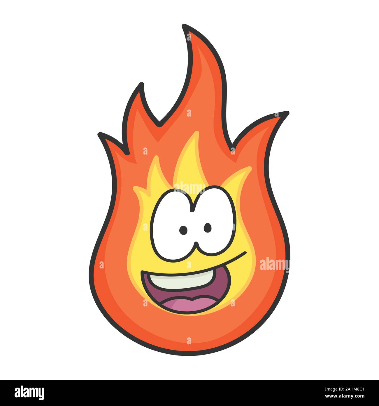 Happy fireball Cartoon Illustration isoliert auf weißem Stock Vektor