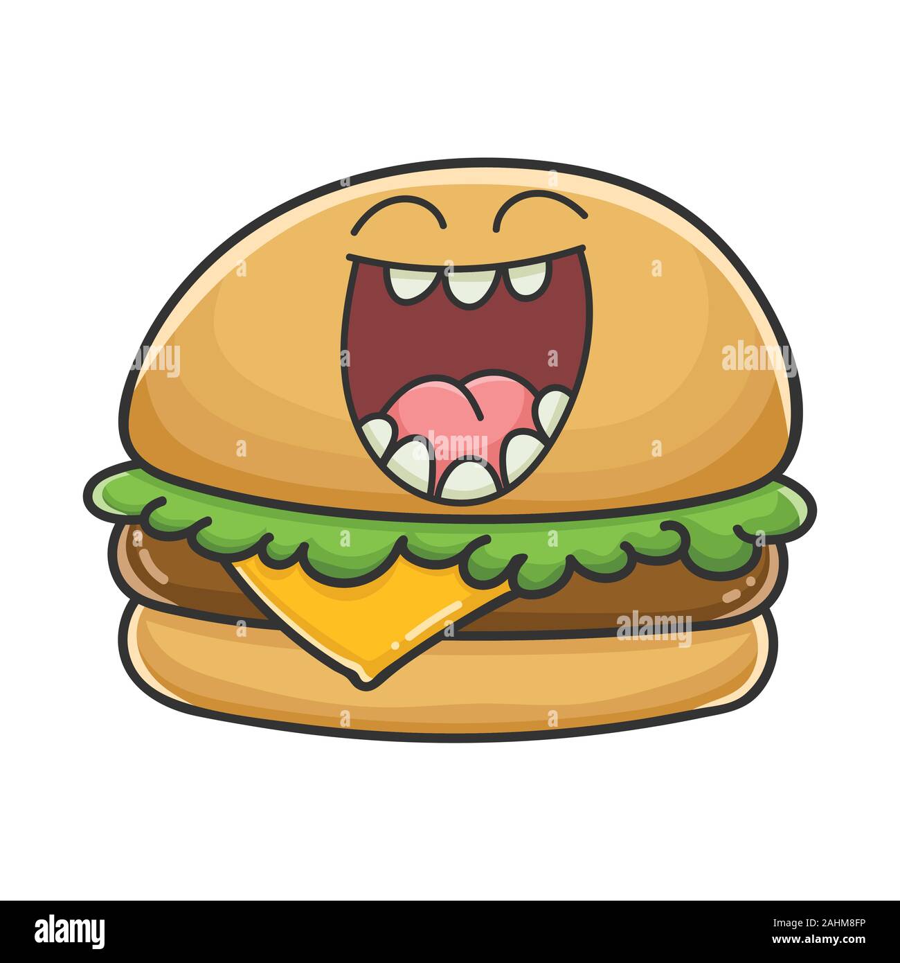 Lachend Käse burger Cartoon Illustration isoliert auf weißem Stock Vektor