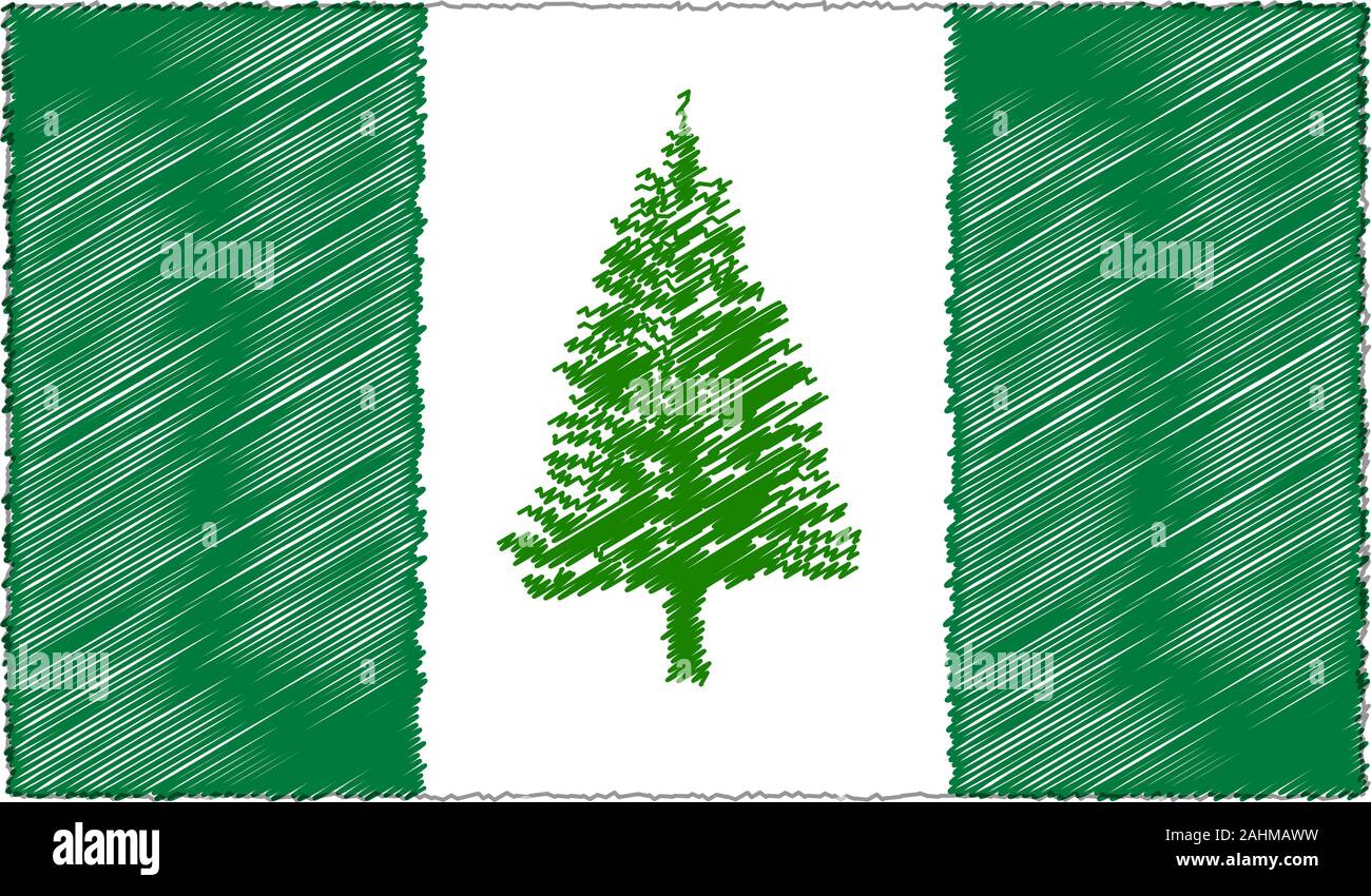 Vektor Zeichnung Skizze Stil Norfolk Island Flagge Stock Vektor