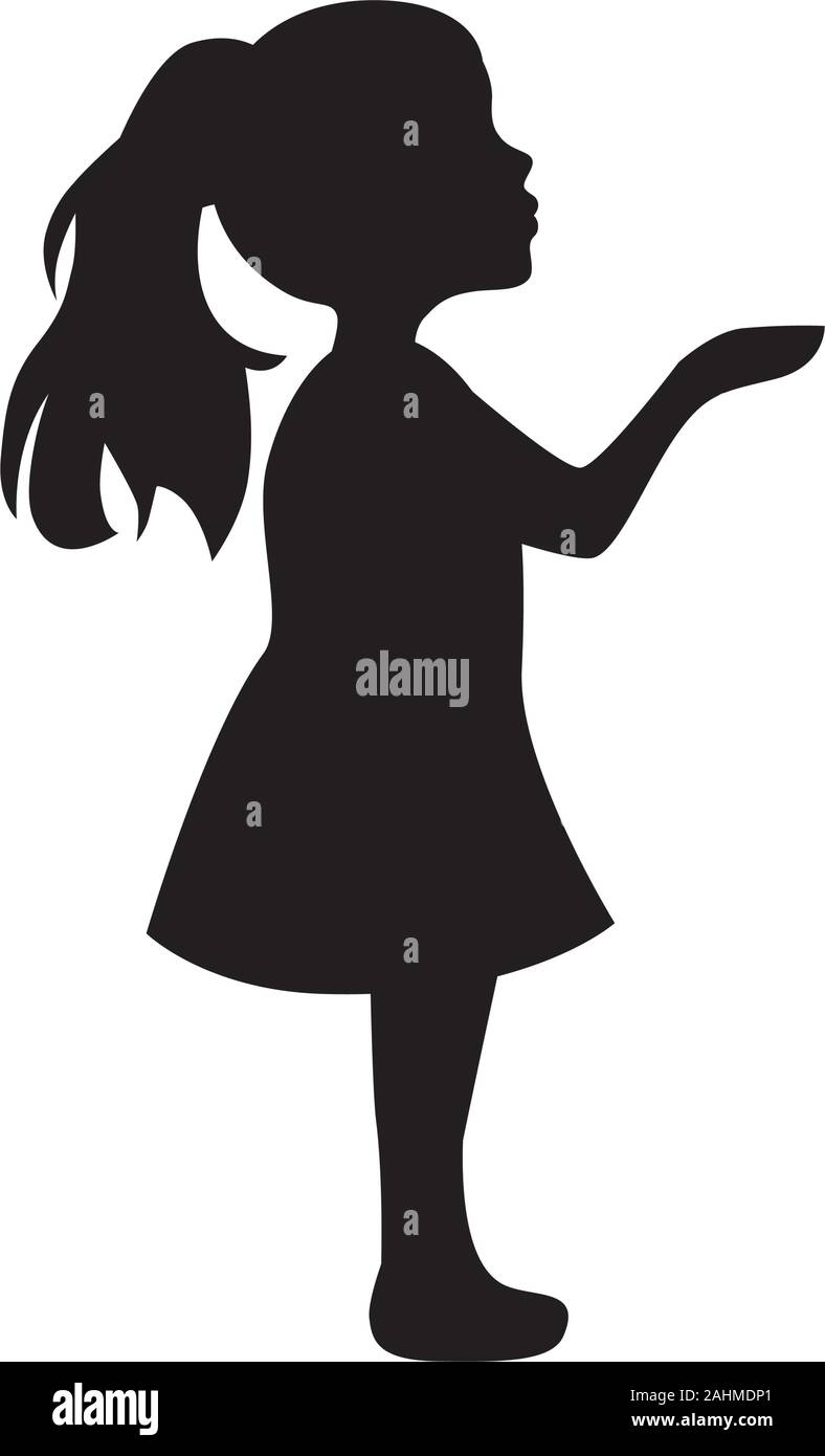 Kleine Mädchen Silhouette, Vektor Grafikdesign Element Stock