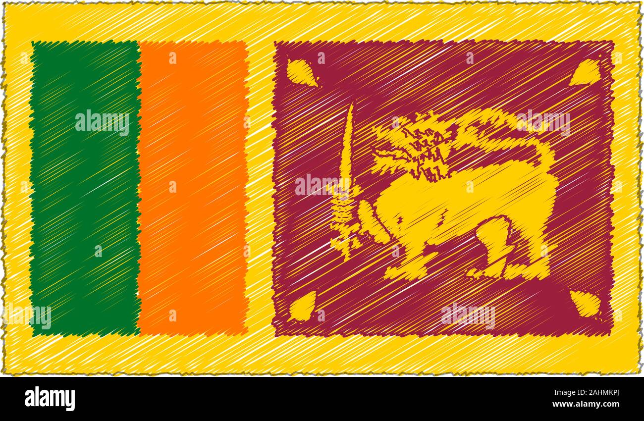 Vektor Zeichnung Skizze Stil Sri Lanka Flagge Stock Vektor