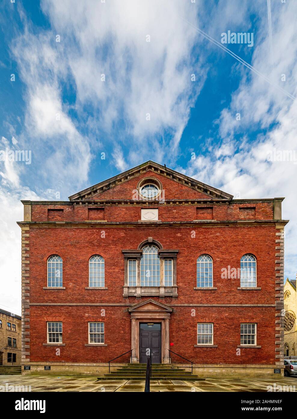 Die Außenseite des Quadratische Kapelle Arts Center, Halifax, Großbritannien. Stockfoto
