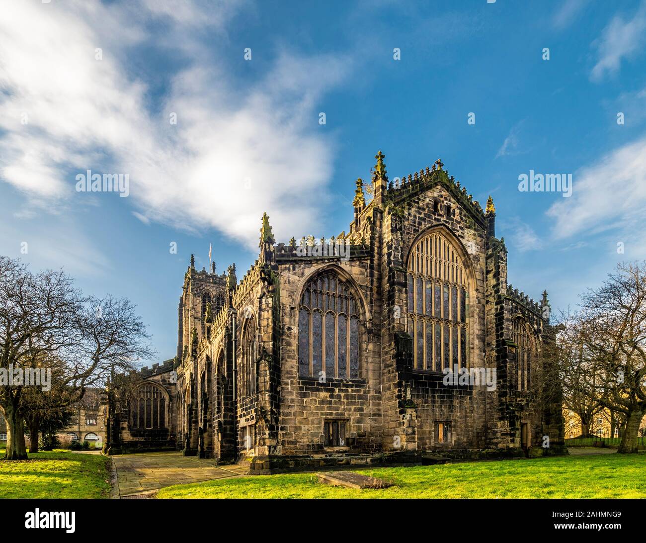 Die Außenseite des Halifax Minster, Großbritannien. Stockfoto