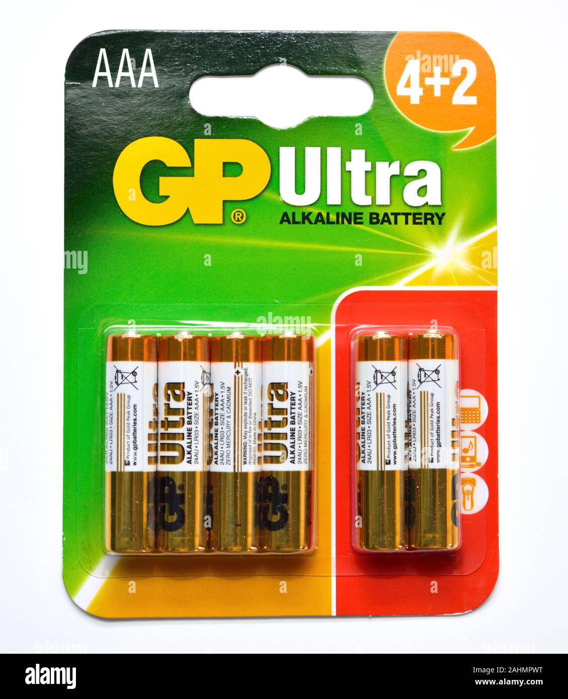AAA, GP Ultra Akaline batterie pack Stockfoto