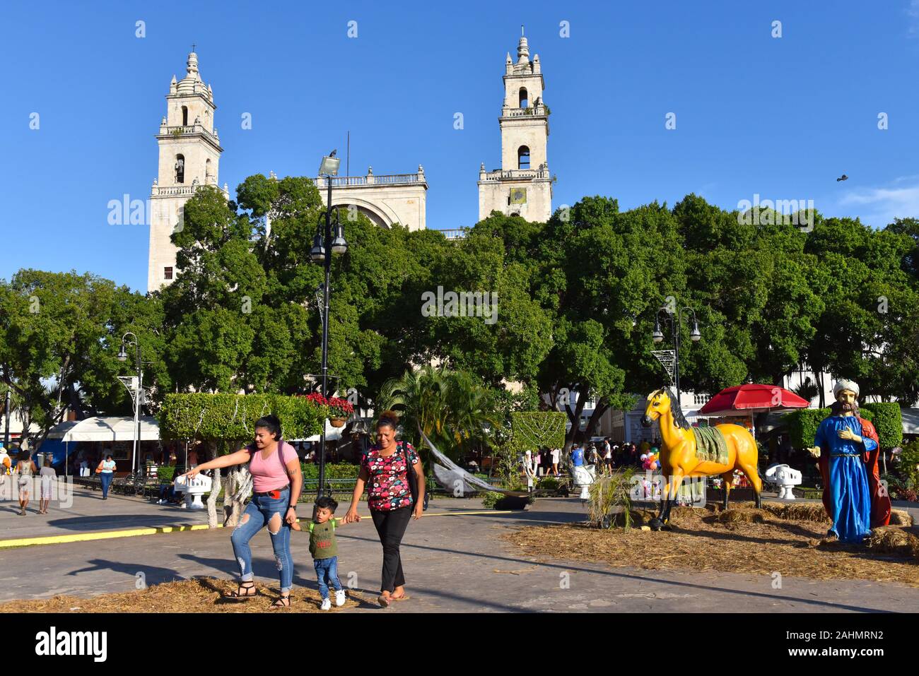 Plaza Grande während der Weihnachtszeit, Merida Mexiko Stockfoto