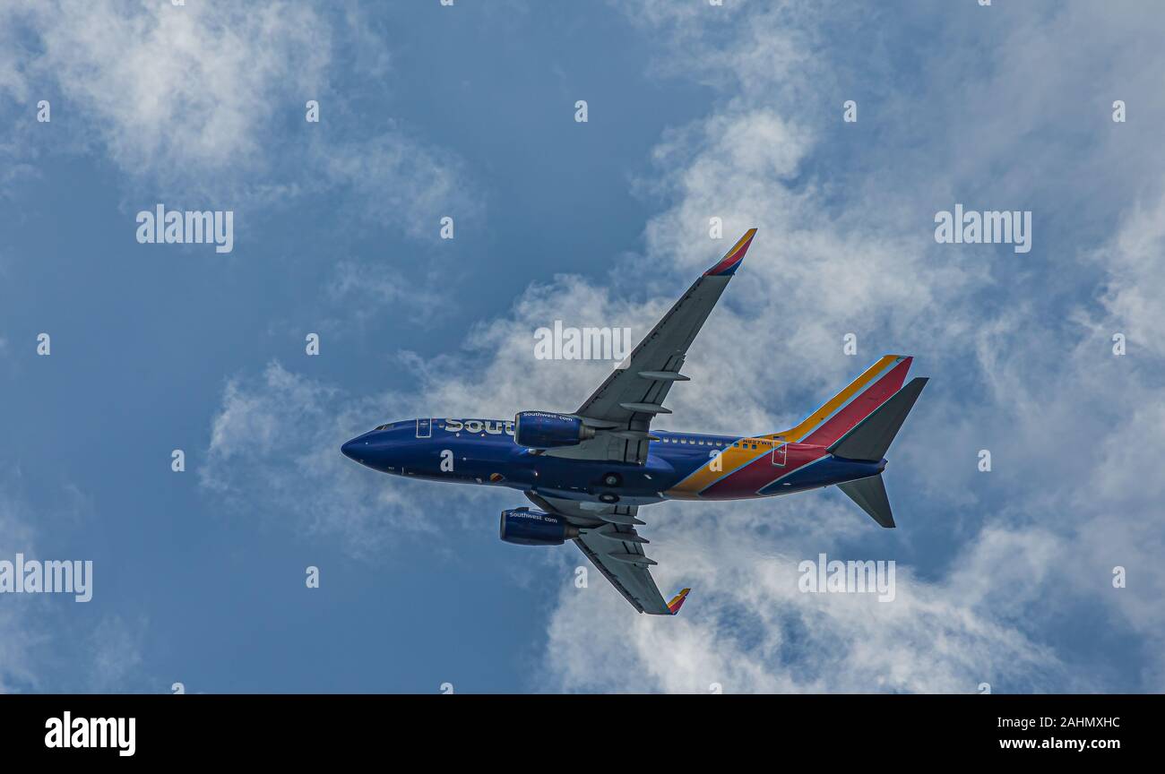 MIAMI, FLORIDA - Februar 2, 2019: Southwest Airlines Co. ist eine große Usa Fluggesellschaft mit Sitz in Dallas, Texas, und ist der weltweit größte Stockfoto