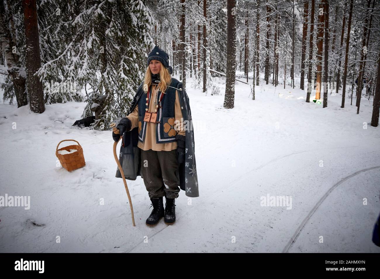 Finnische Rovaniemi eine Stadt in Finnland und der Region Lappland Santa Park, Santa Claus helper Weihnachten lady Elf Stockfoto