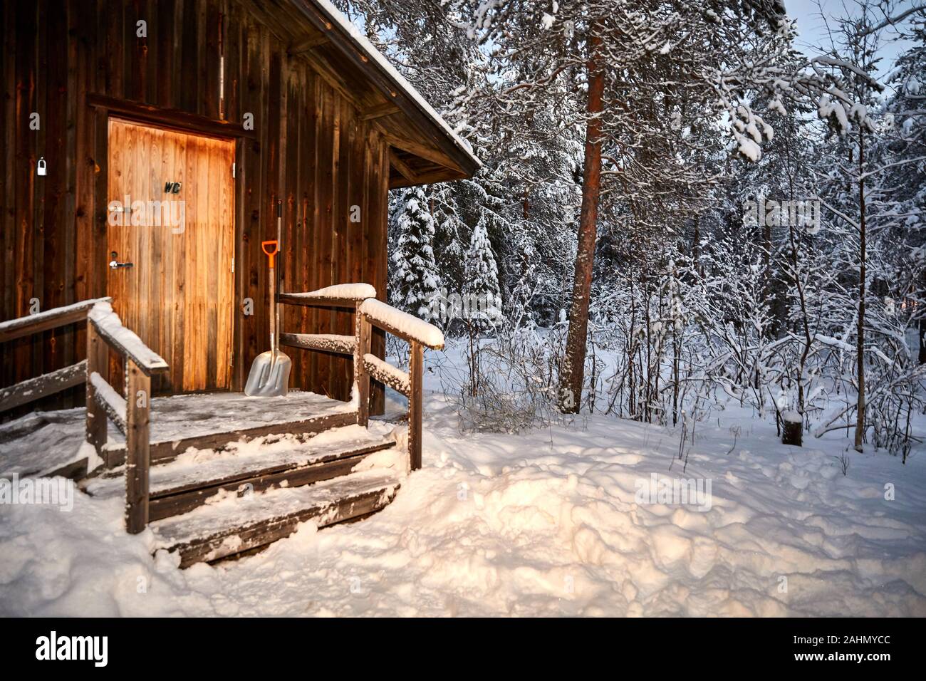 Finnische Rovaniemi eine Stadt in Finnland und der Region Lappland Santa Park rentier Lodges Stockfoto