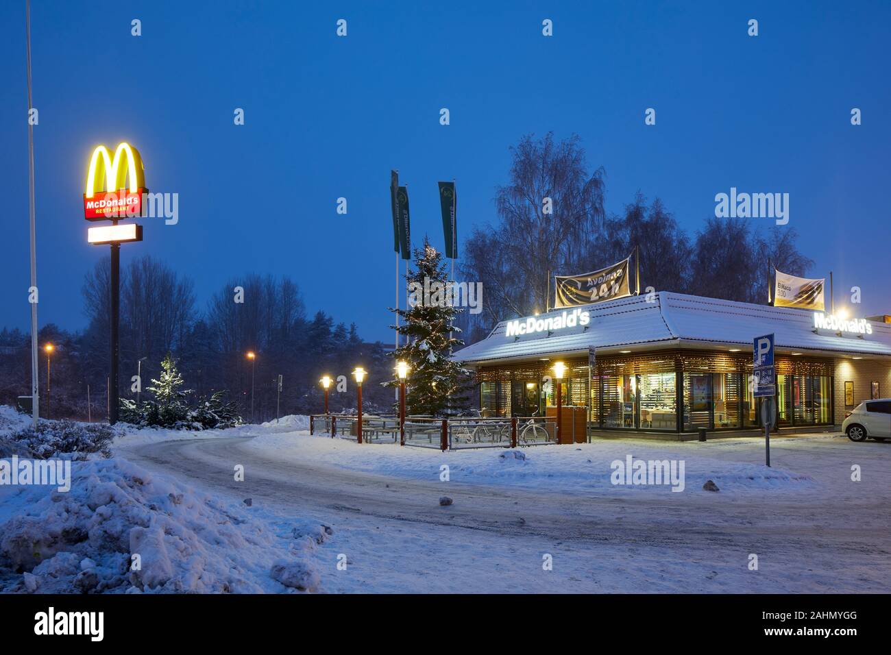 Finnische Rovaniemi eine Stadt in Finnland und der Region Lappland Mcdonald's ist dies nicht mehr der weltweit nördlichste McDonald's Stockfoto