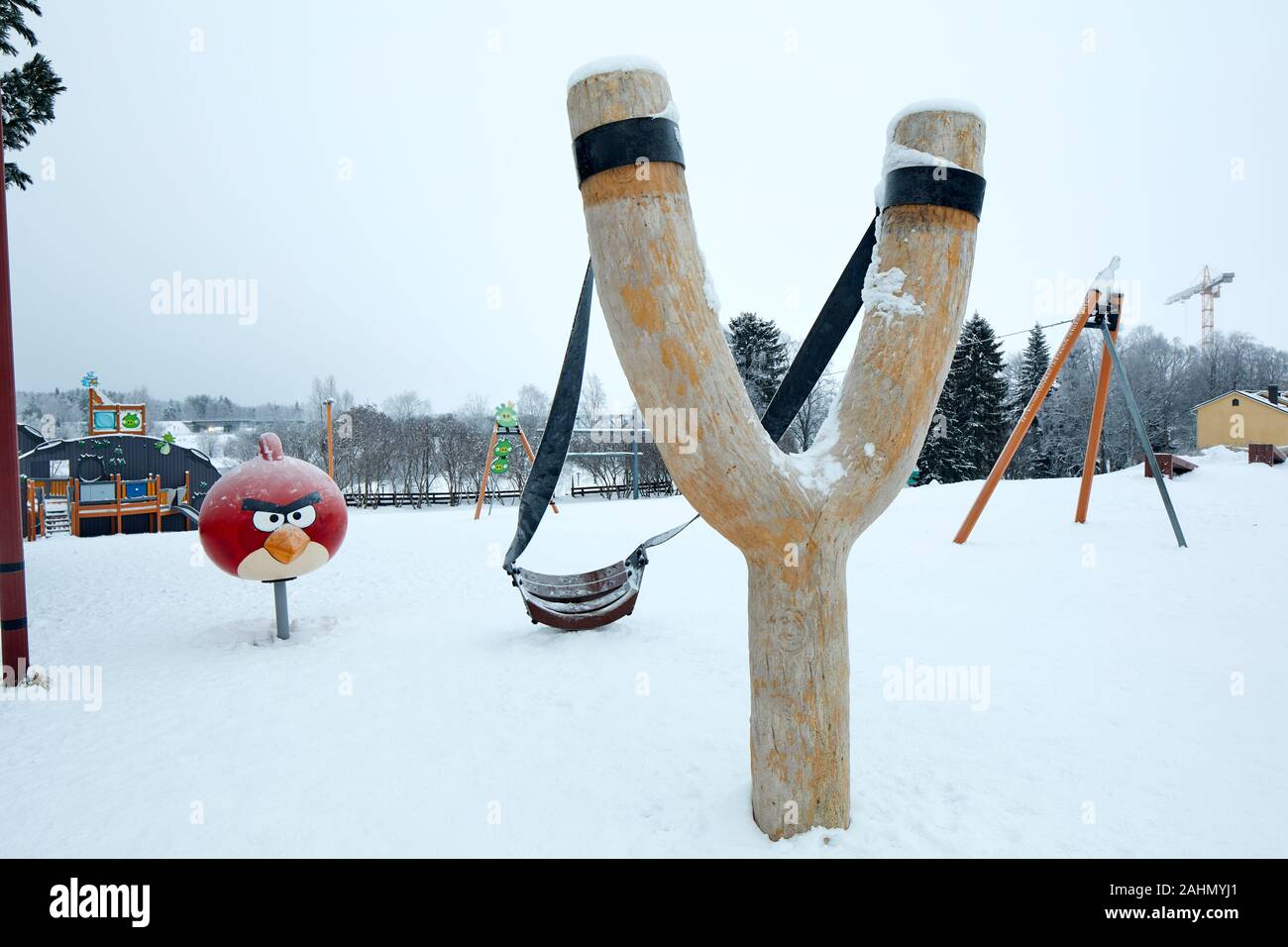 Finnische Rovaniemi eine Stadt in Finnland und der Region Lappland Angry Birds Activity Park Schlinge Stockfoto