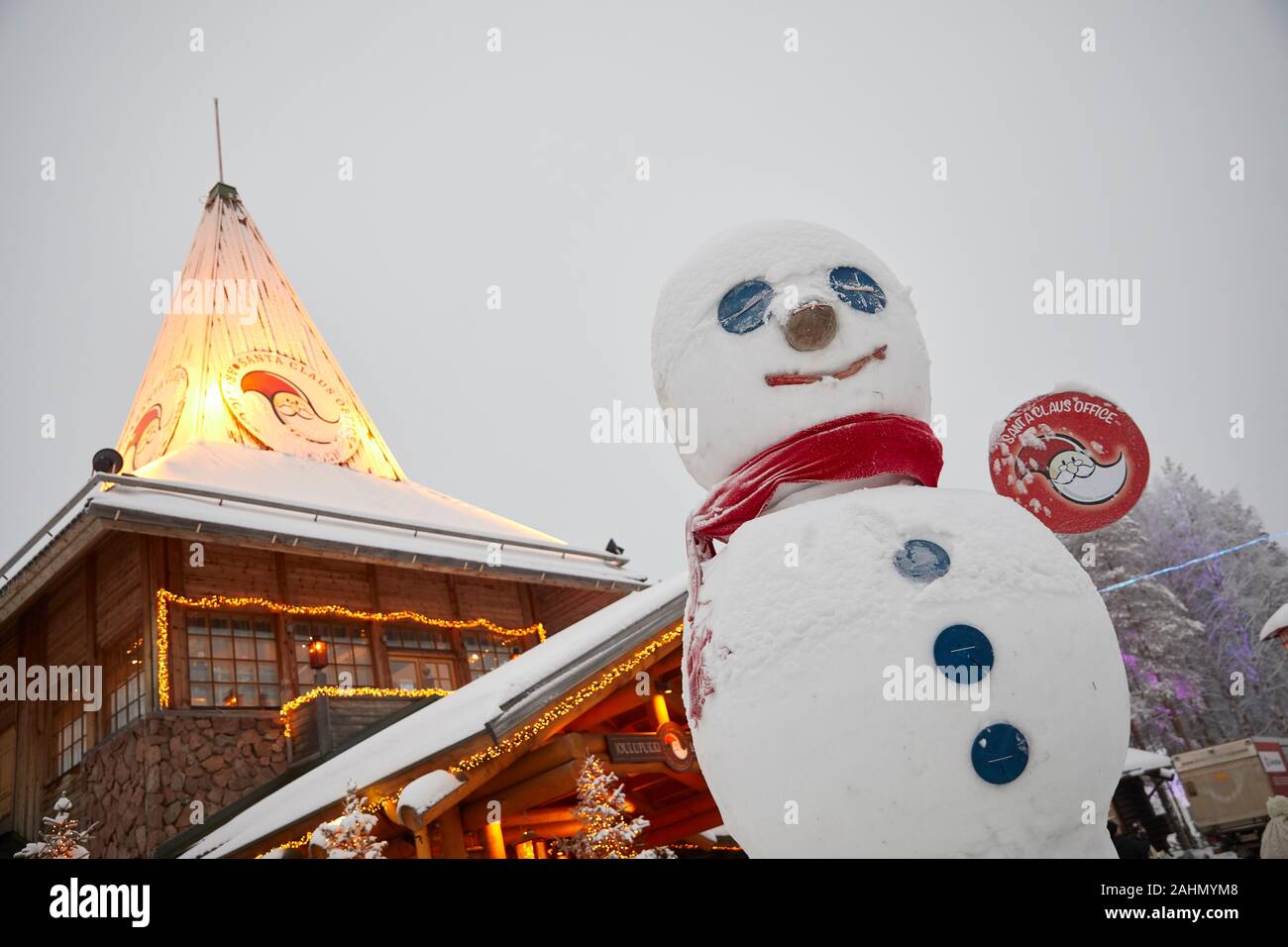 Finnische Rovaniemi eine Stadt in Finnland und der Region Lappland, Santa Claus Village: Die magische Polarkreis Kreuz Stockfoto