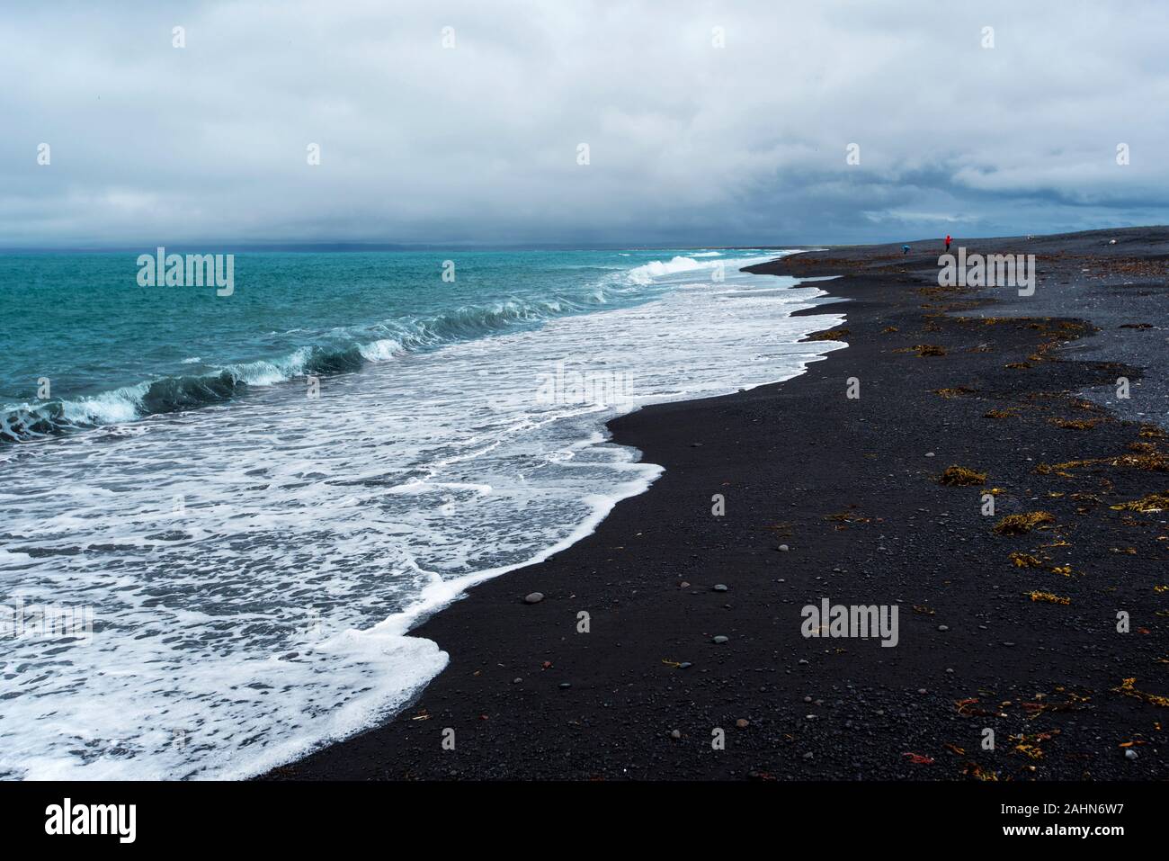 Landschaft von Oxarfjordur Küstenlinie bei Fjallahofn Bucht im Nordosten Islands. Stockfoto