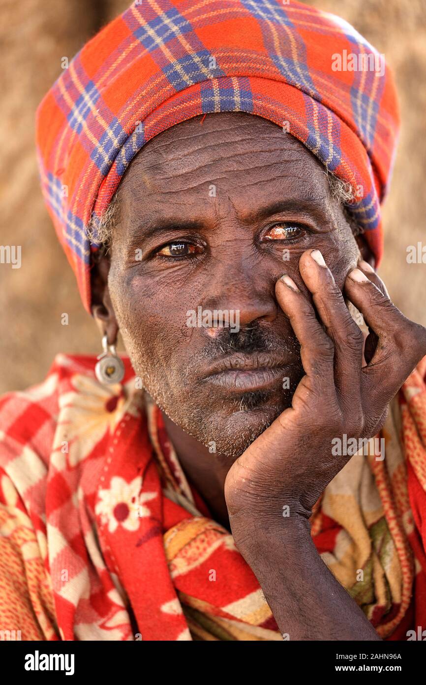 Portrait von älteren Mann, arbore Stamm, Äthiopien Stockfoto