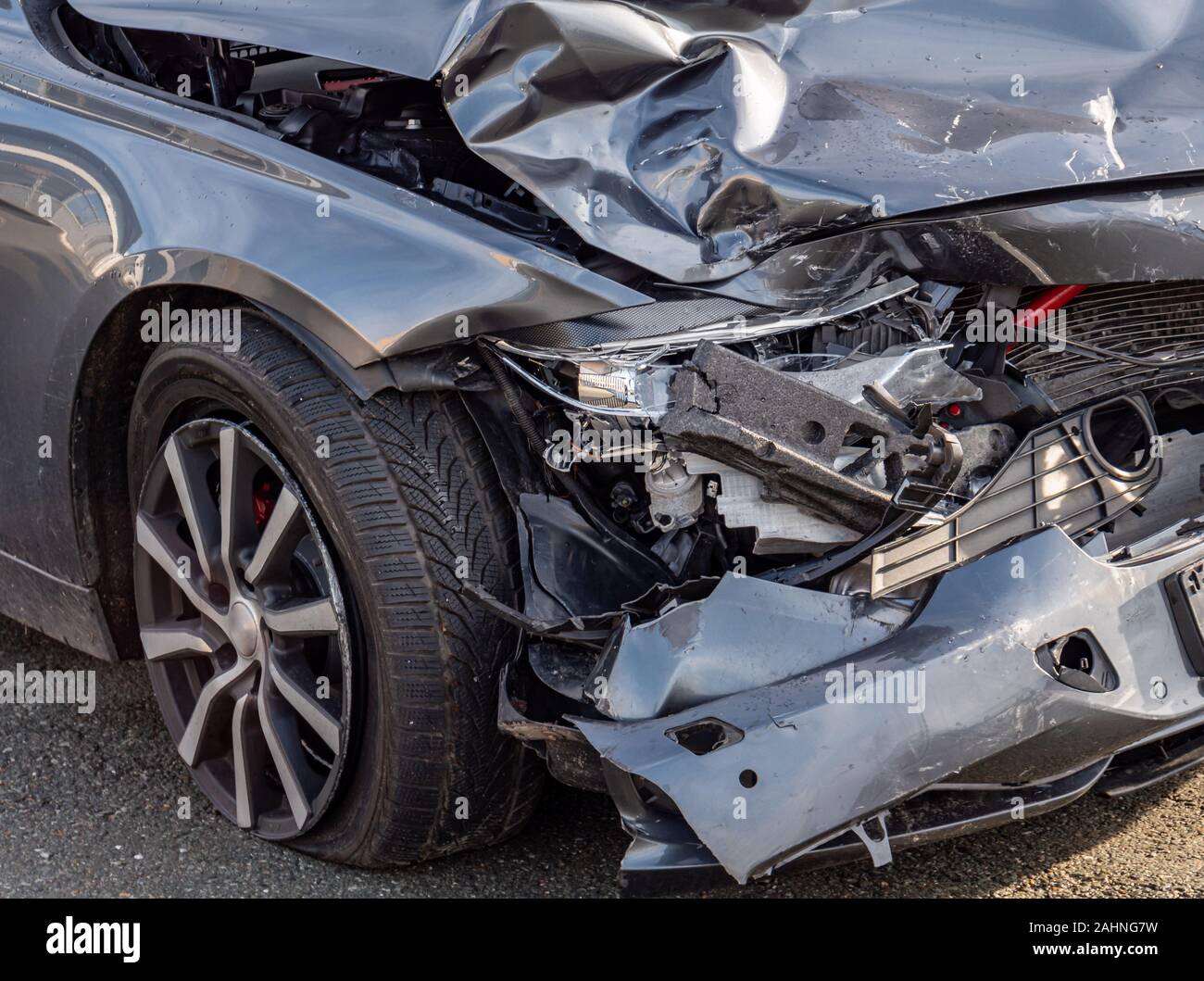 Unfall Auto nach einem Verkehrsunfall Stockfoto
