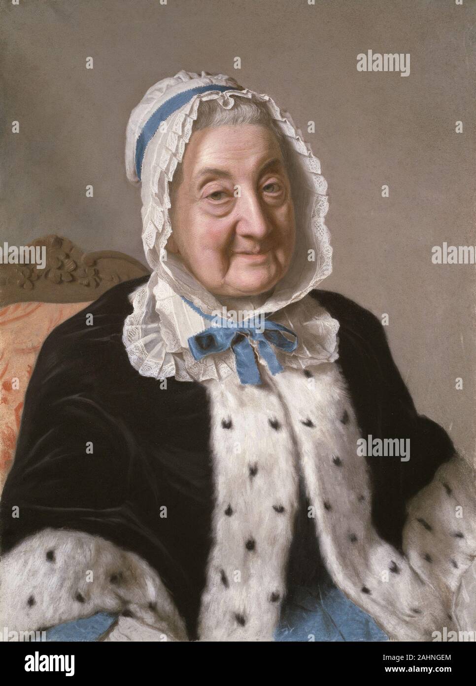 Jean Etienne Liotard. Portrait von Marthe Marie Tronchin. 1758 - 1761. Die Schweiz. Pastell auf Pergament ein Bewunderer von Rosalba Carriera, Liotard entwickelte sich eine sehr persönliche, realistischen Stil, das nicht gut war, der in Paris erhielt, wurde aber in England, Holland begrüßt und seiner Heimatstadt Genf. Dieses Portrait wurde auf der Höhe von liotard's Karriere in Genf gemacht, während einer Periode (C. 1757-63), in dem er die politisch und intellektuell wichtige Personen in der Stadt dargestellt. Liotard nicht weniger als acht Mitglieder der Tronchin Familie, eine der wichtigsten und einflussreichsten dy dargestellt Stockfoto