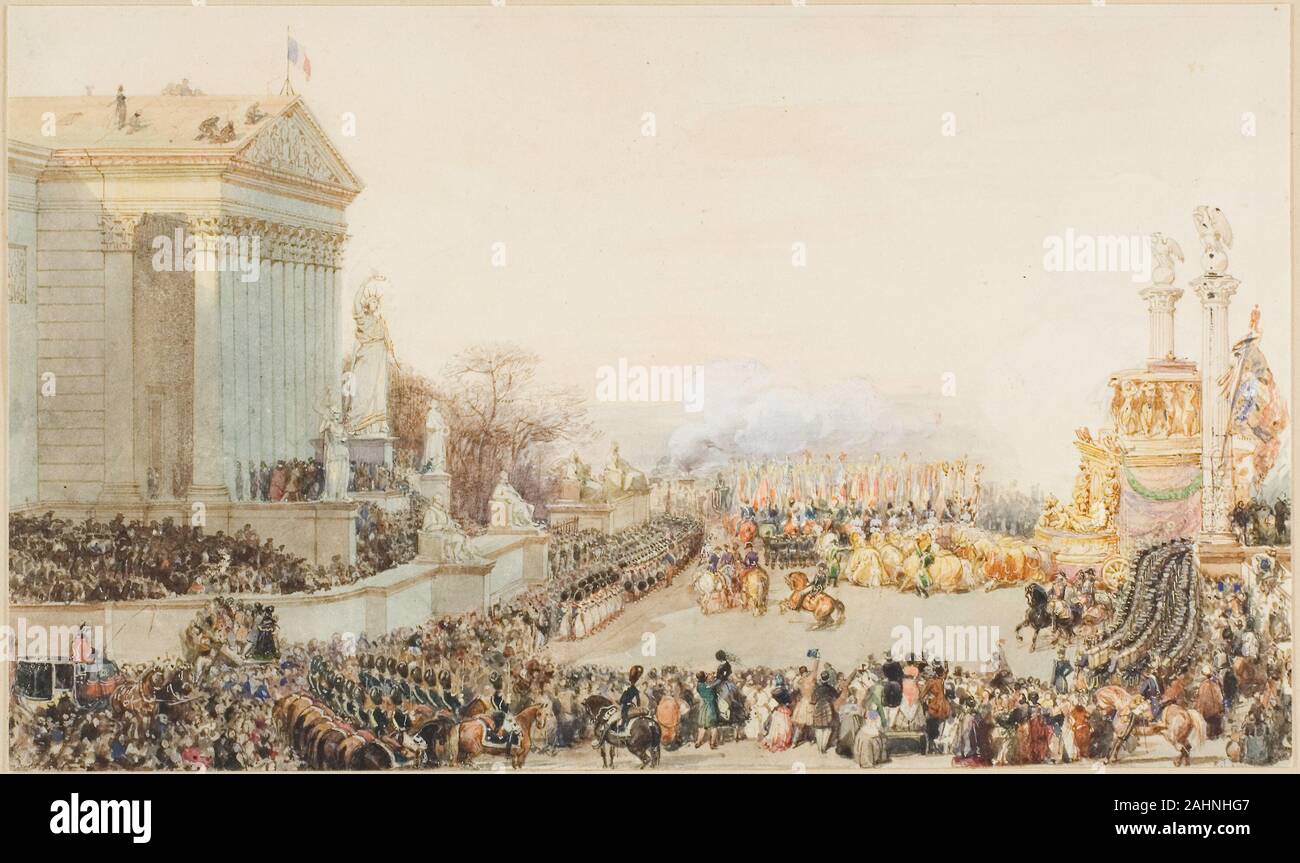 Eugène Louis Lami. Die Übersetzung der Asche von Napoleon, 15. Dezember 1840. 1840 - 1847. Frankreich. Aquarell und Gouache, mit Spuren von Graphit, auf Elfenbein webte Papier Stockfoto