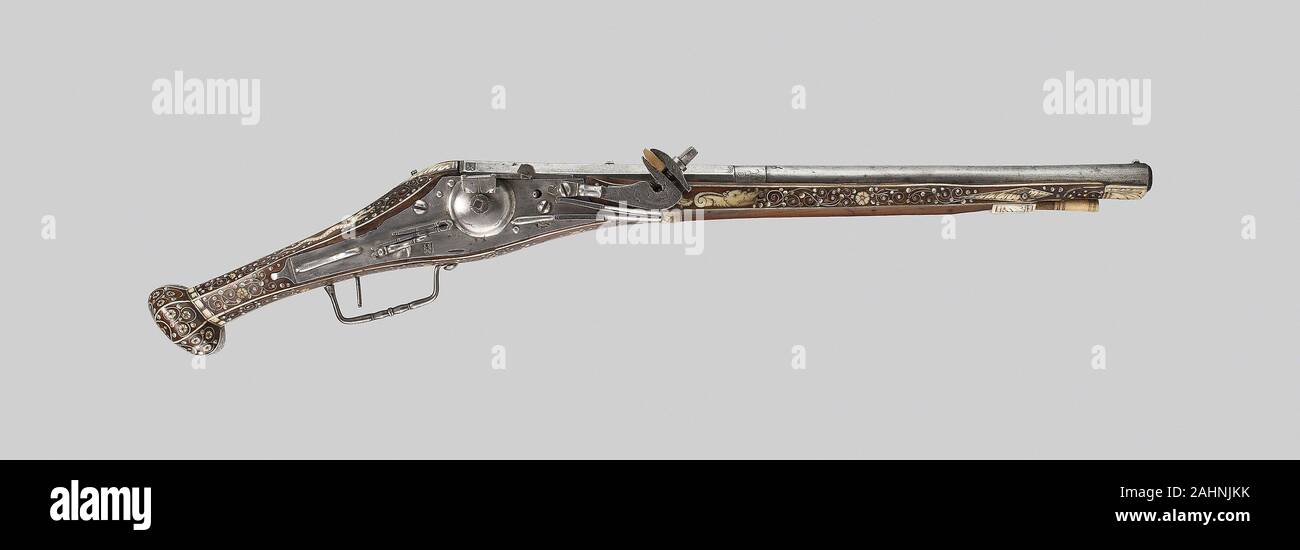 Master I G. Wheellock Pistole. 1567. Nürnberg. Stahl, Eisen, obstholz und staghorn Stockfoto