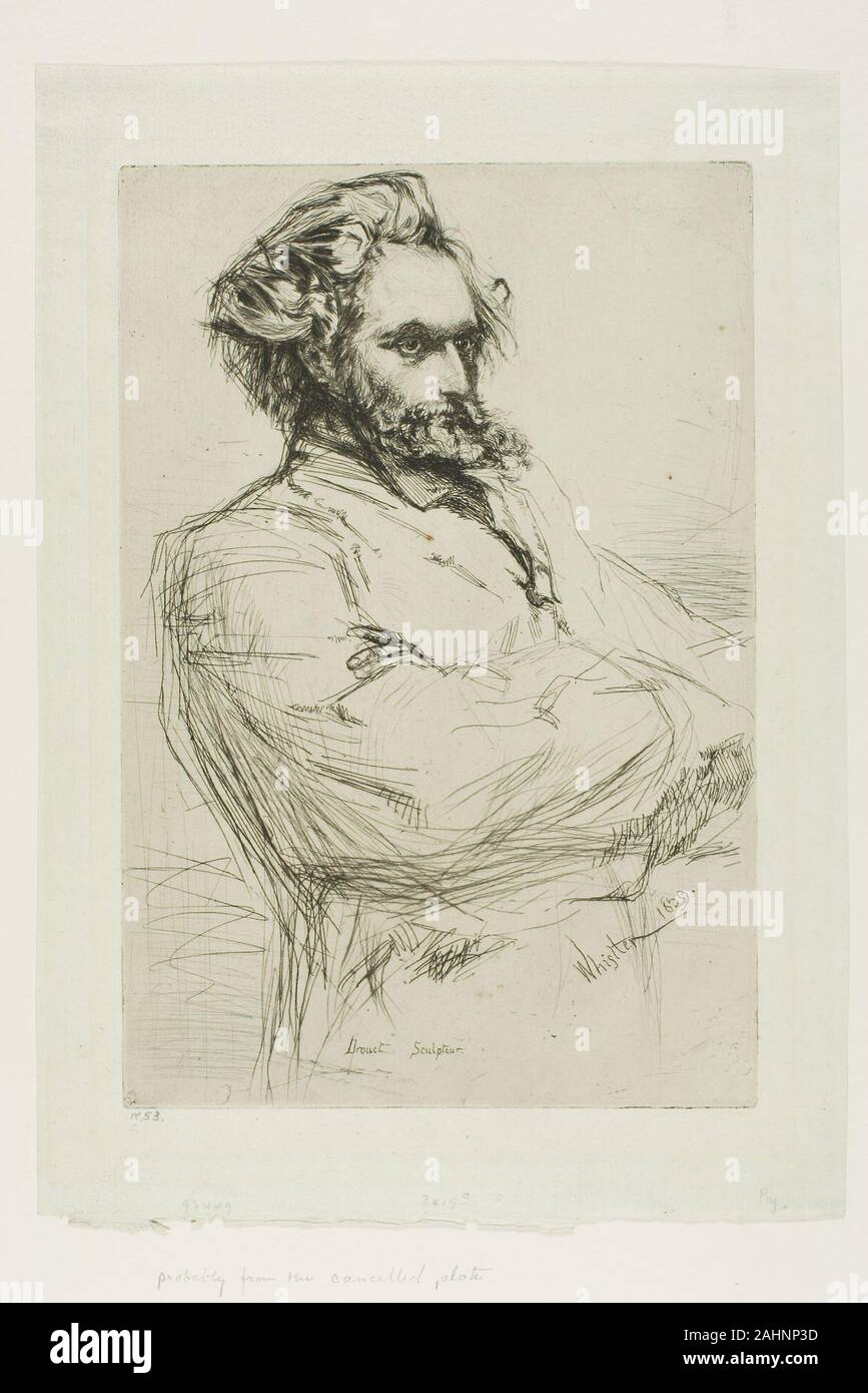 James McNeill Whistler. C.L. Drouet, Bildhauer. 1859. In den Vereinigten Staaten. Ätzen und kaltnadelradierung in schwarzer Tinte auf hellgrün Bütten Stockfoto
