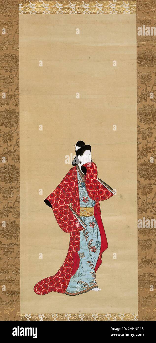 Kurtisane. 1750 - 1775. Japan. Hängerolle, Tusche und Farbe auf Papier Stockfoto