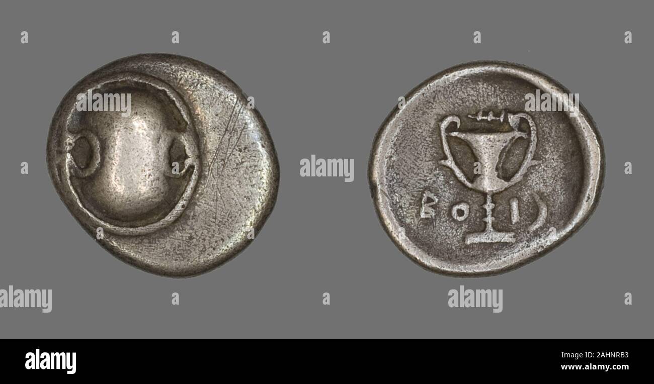 Antike Griechische. Tetradrachme (Münze), eine Boeotian Schild. 338 v. Chr. - 315 v. Chr.. Theben. Silber Stockfoto