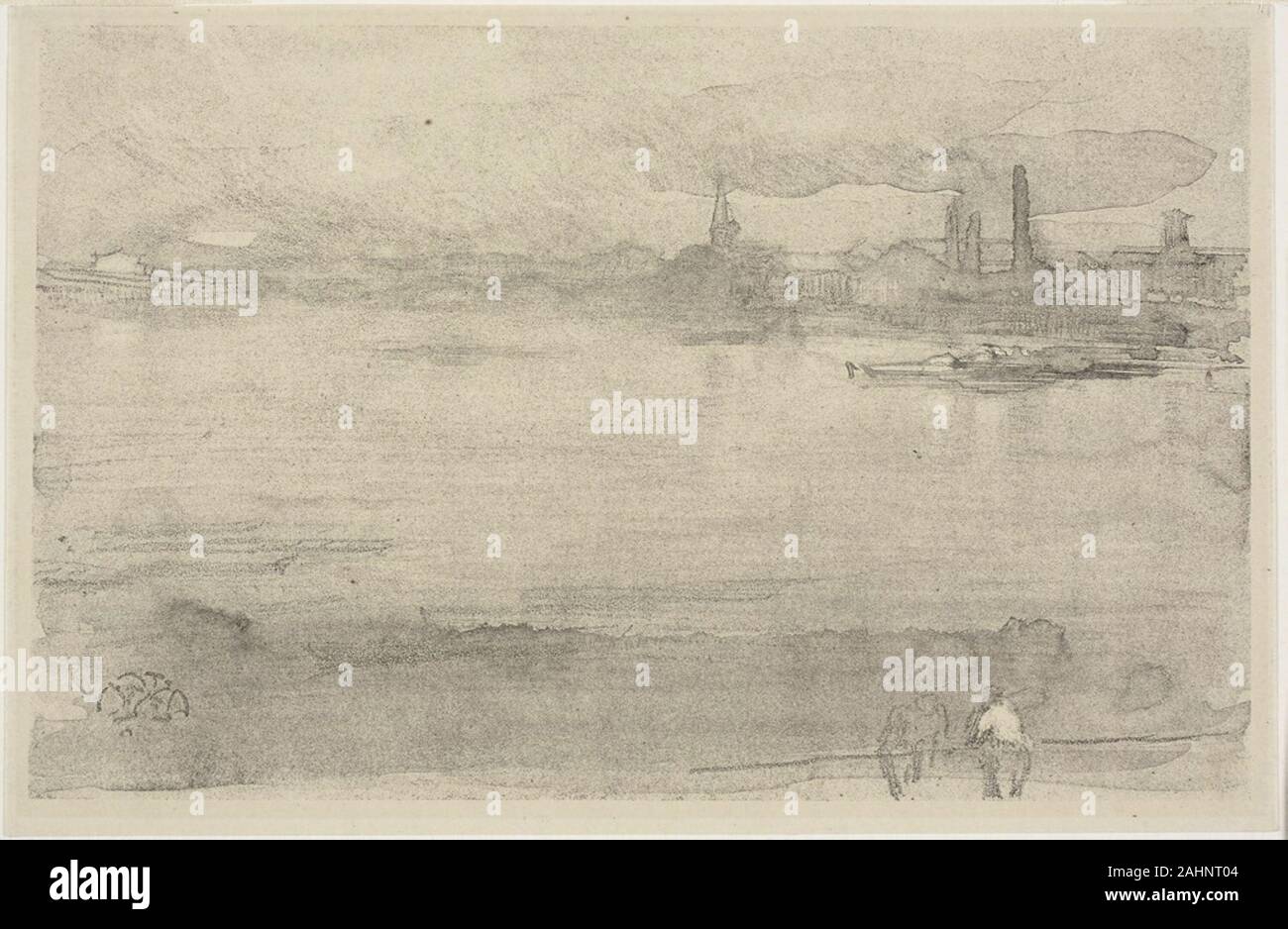 James McNeill Whistler. Am frühen Morgen. 1878. In den Vereinigten Staaten. Lithotint mit Schaben, auf einer vorbereiteten Hälfte - Farbton, in schwarzer Tinte auf Creme webte Papier Stockfoto